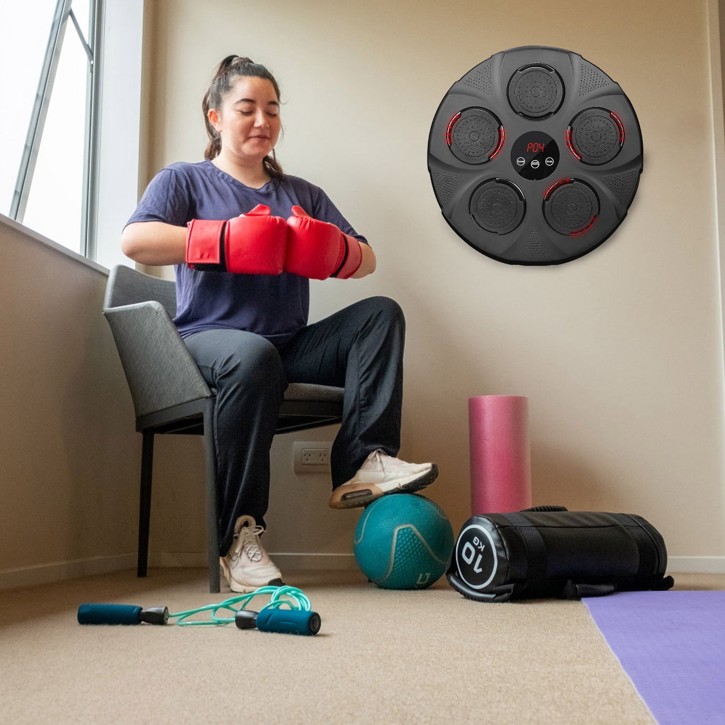 Music Boxing Machine with LED Lights and Bluetooth Speaker