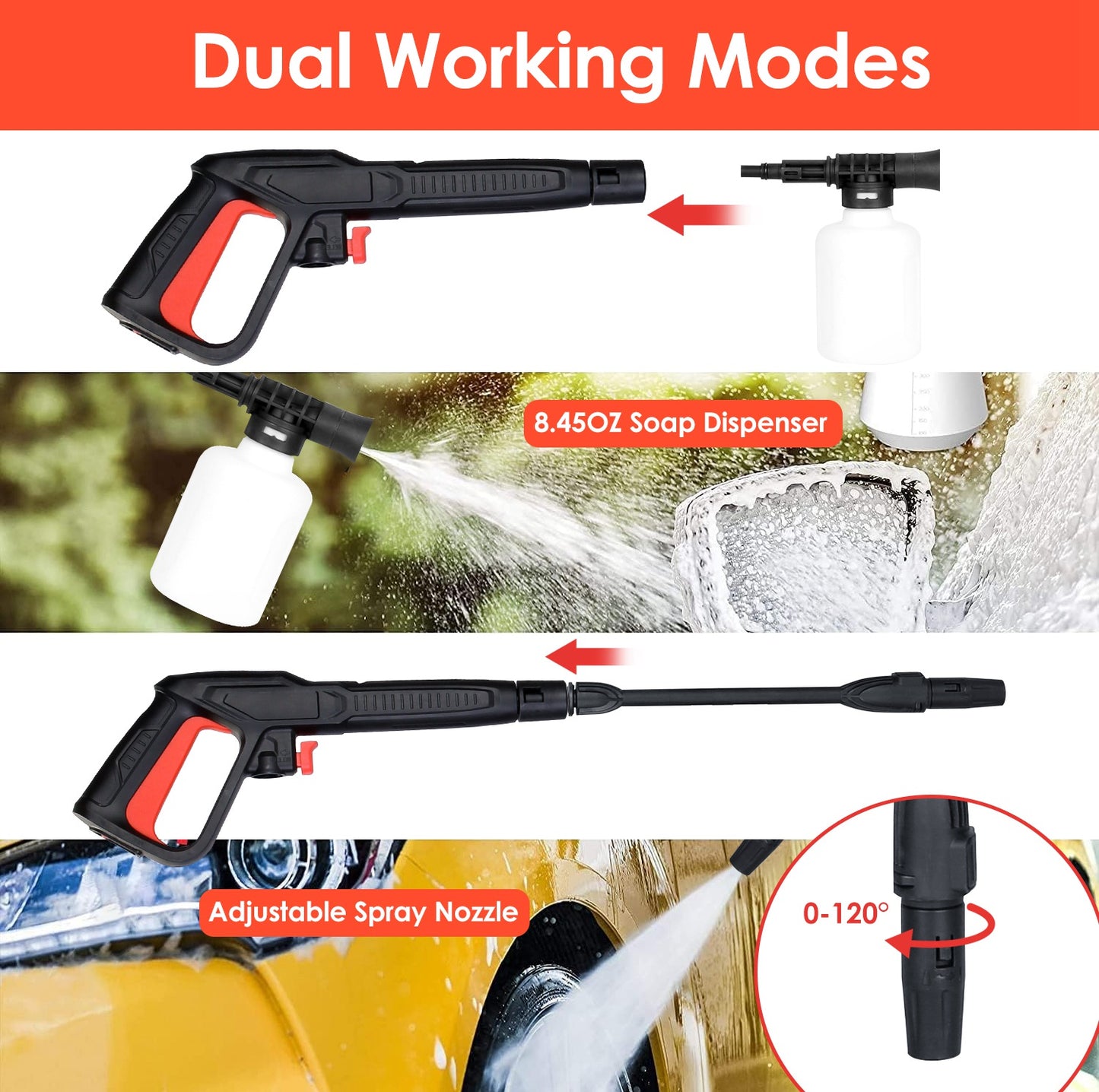 Electric Pressure Washer 1740 PSI 2.6 GPM with Adjustable Nozzle