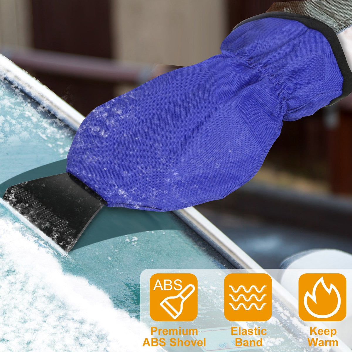 Ice Scraper Glove Car Windshield Snow Scraper Remover Glove Lined of Fleece Winter Ice Scraper Mitt Keep Warm