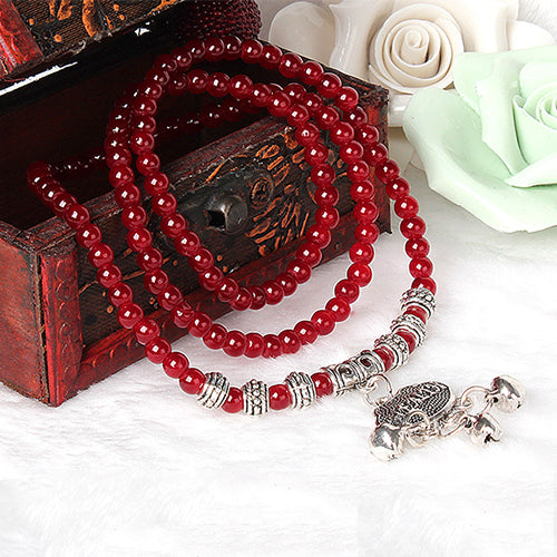 Red Agate Beaded Good Lock Bracelet