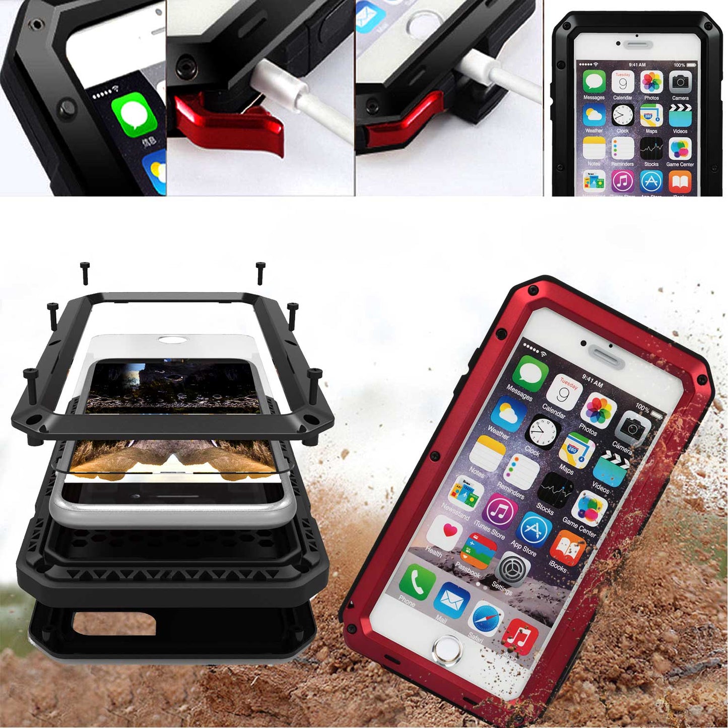 iPhone 6 Plus Rugged Full Cover Case with Screen Protector