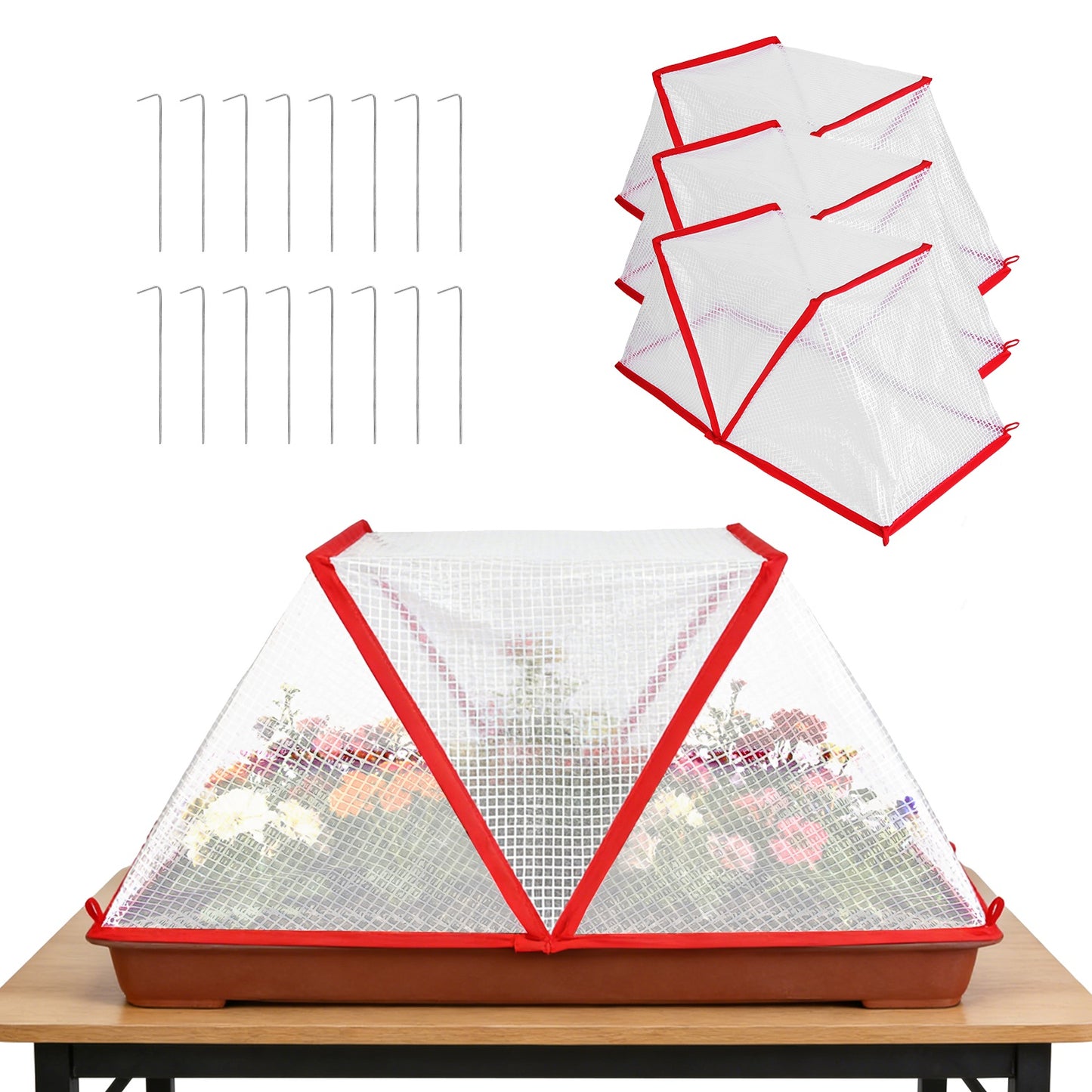 Garden Row Cover Tunnel with Ground Stakes - 4 Pack