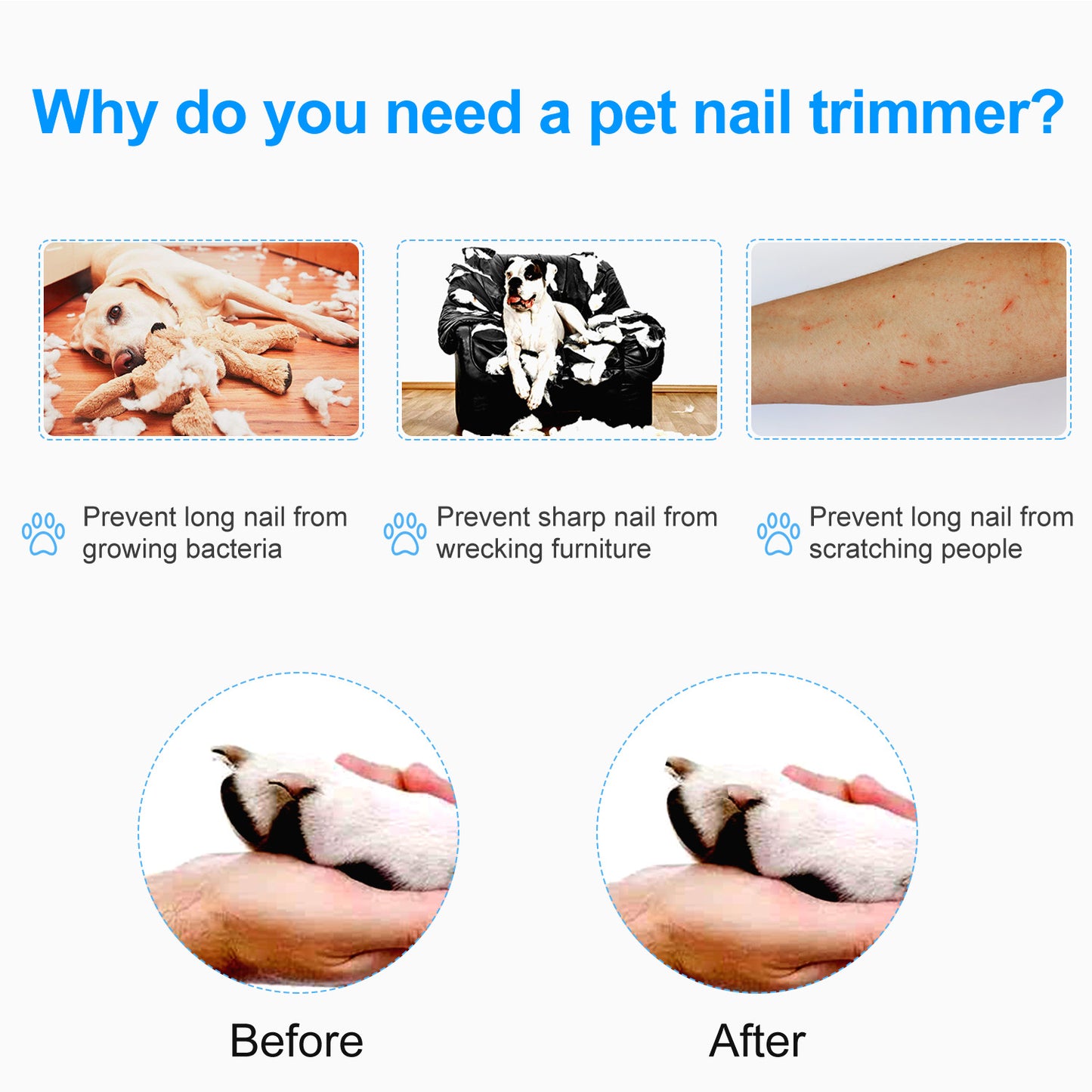 Dog Nail Clippers with Safety Guard & Free Nail File