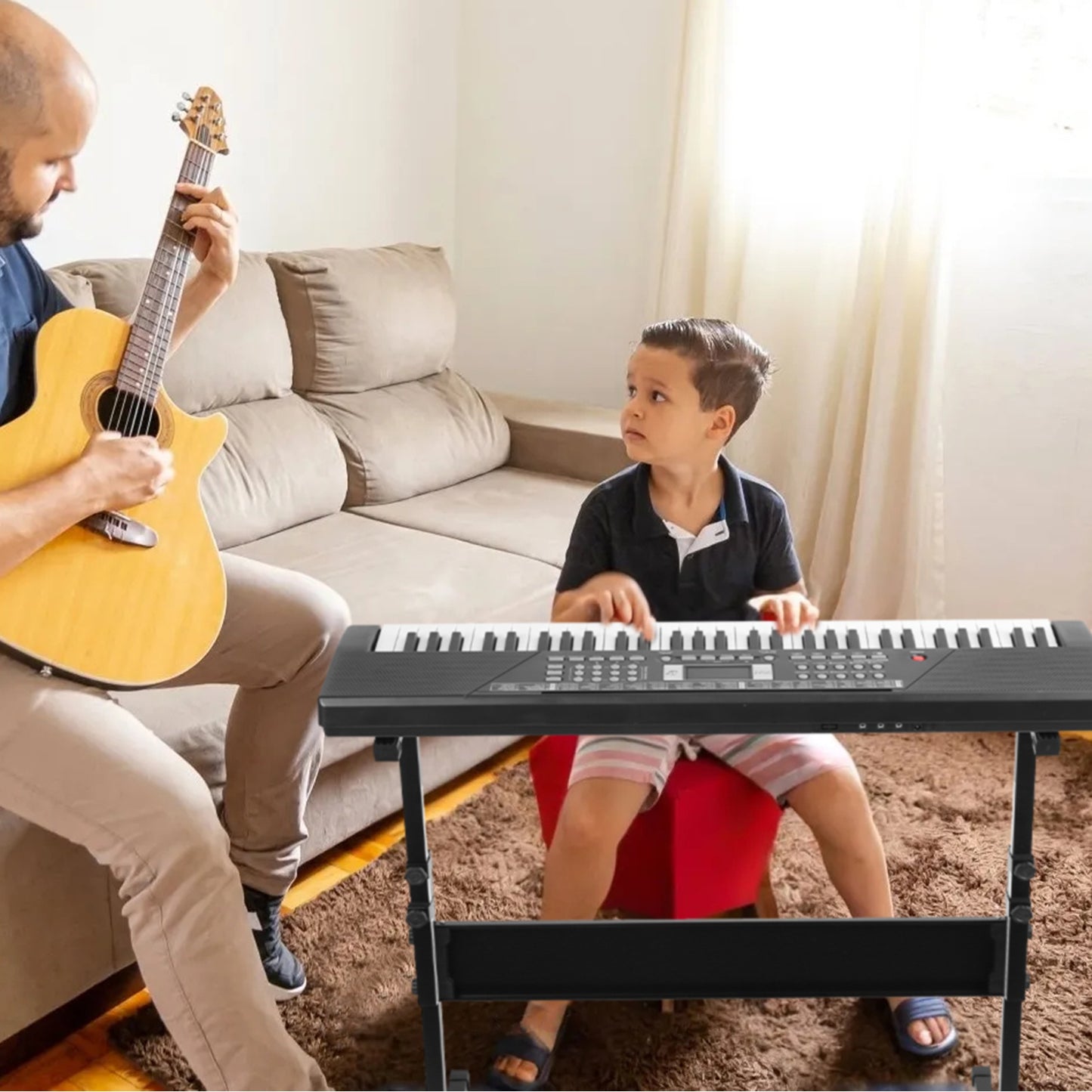 61-Key Digital Music Keyboard with Microphone & Stand