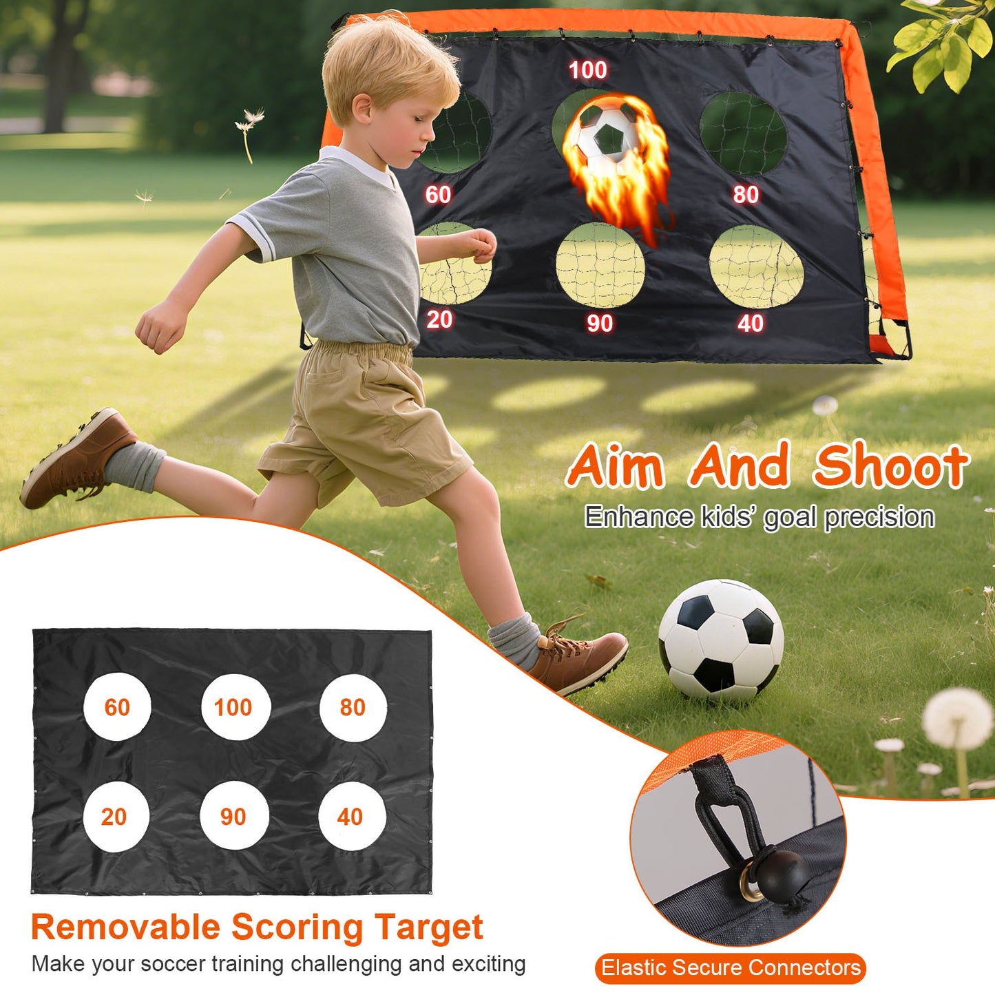 Kids Soccer Goals Set with Training Equipment for Ages 3+