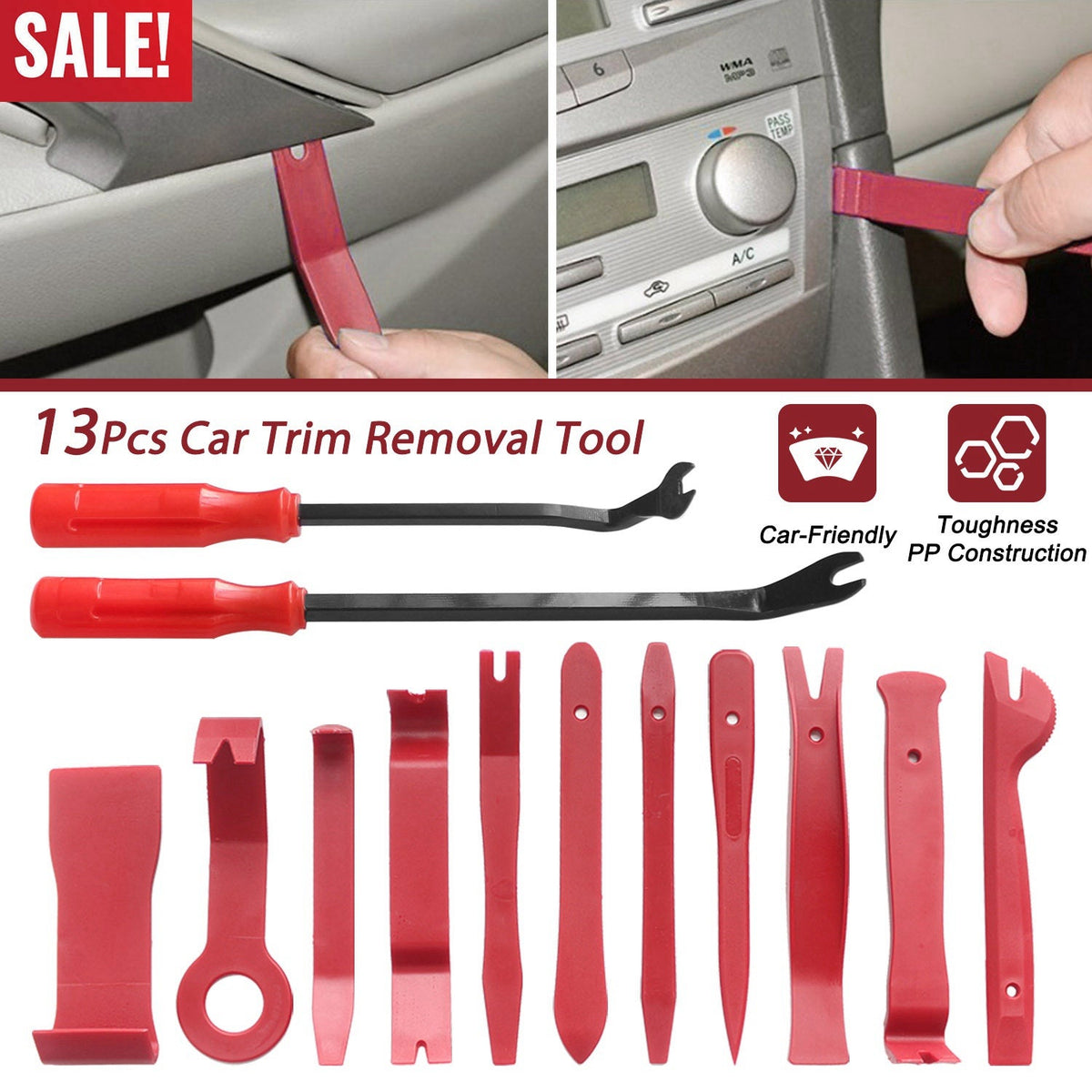 13 Pcs Car Trim Removal Tool Auto Door Panel Clip Dash Plastic Interior Radio Body Open Pry Kit