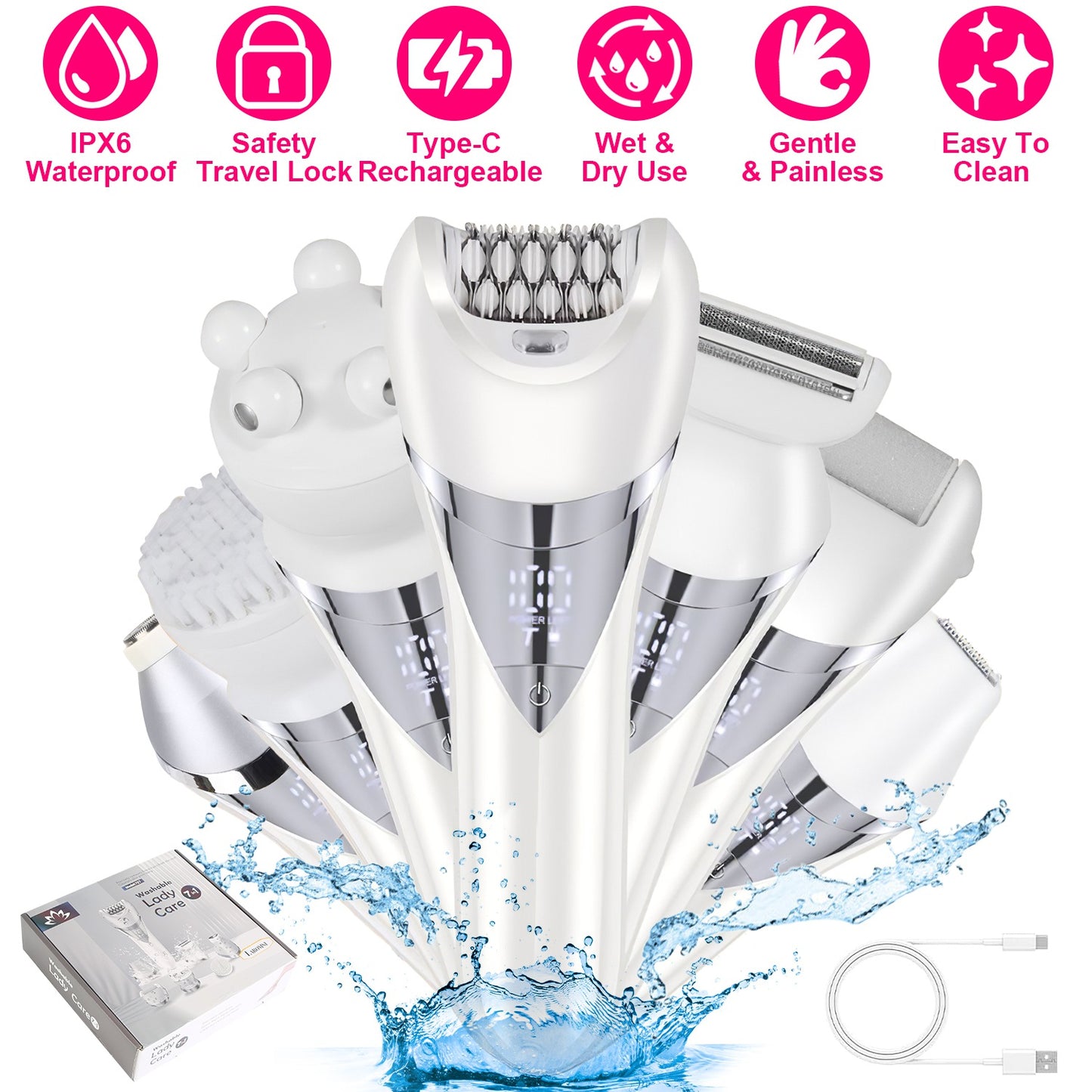 7 In 1 Electric Razor for Women Lady Hair Removal