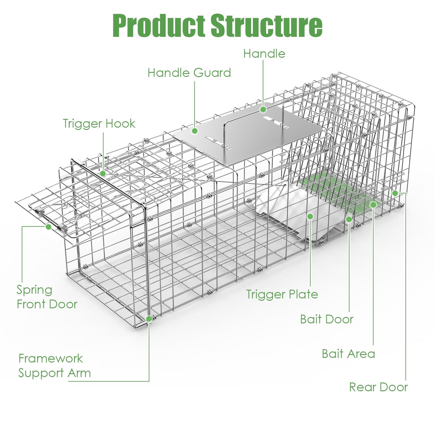 Live Animal Trap Cage 31" Folding with Waterproof Cover