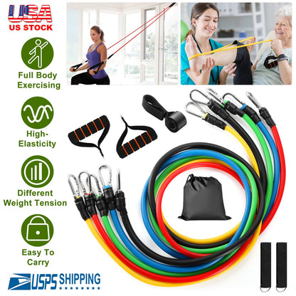 Resistance Bands Set 11-Piece with Door Anchor and Handles