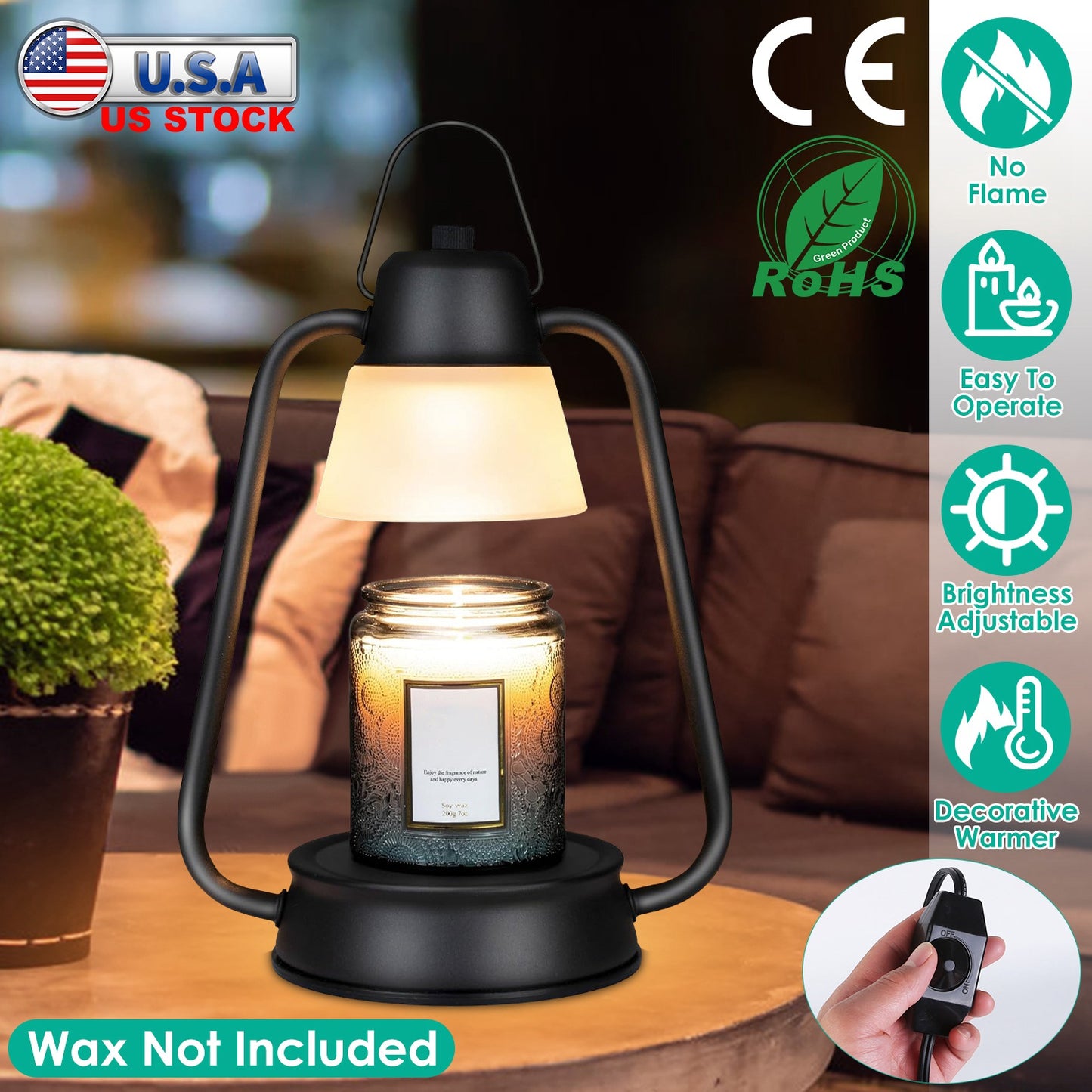 Electric Wax Melt Warmer Lamp with Dimmer & 2 Bulbs