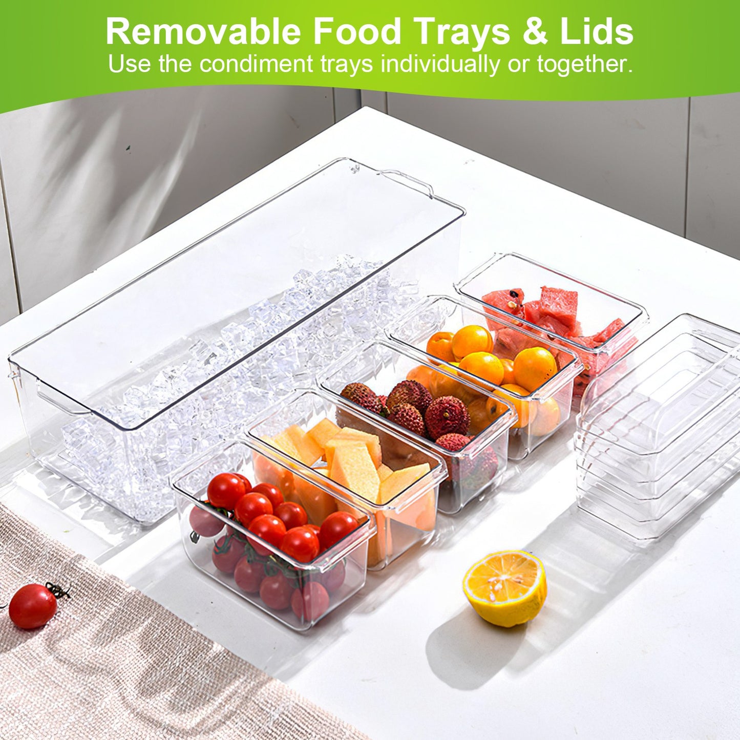 Ice Chilled Condiment Caddy with 5 Containers & Lids