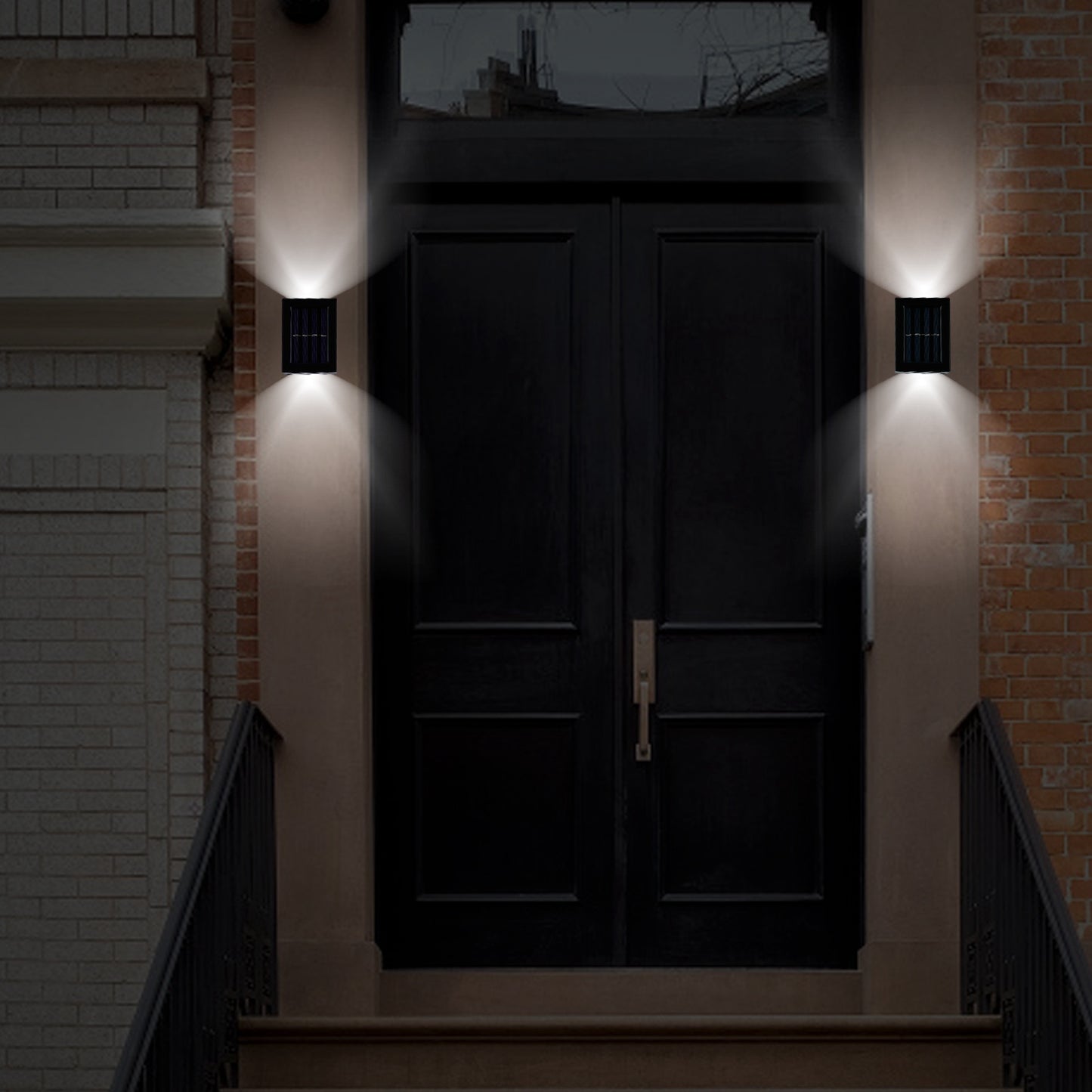 Solar Deck Lights Outdoor - 2 Pack Waterproof LED Fence Lamps