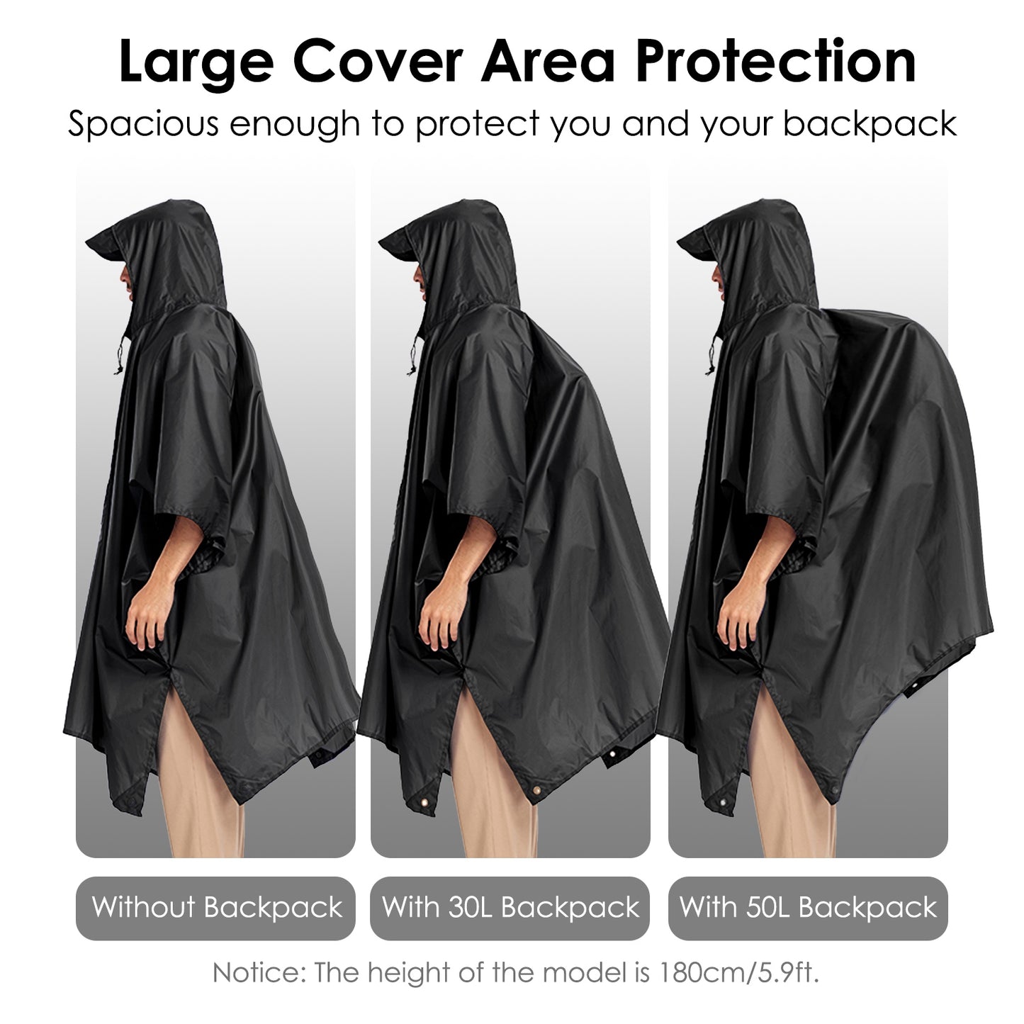 Unisex Hooded Rain Poncho With Pocket
