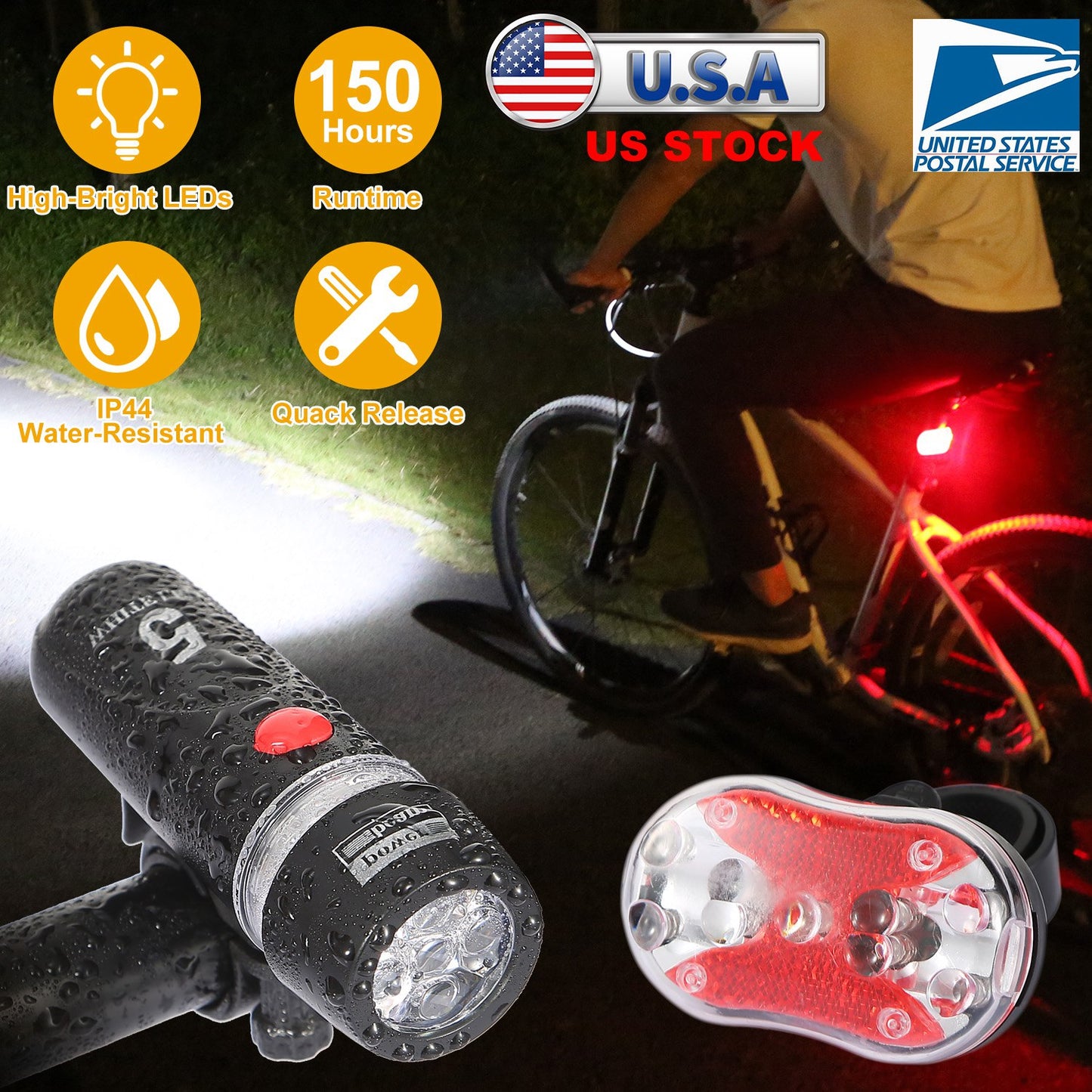 Bike Light Set Front and Rear LED Waterproof 8000LM