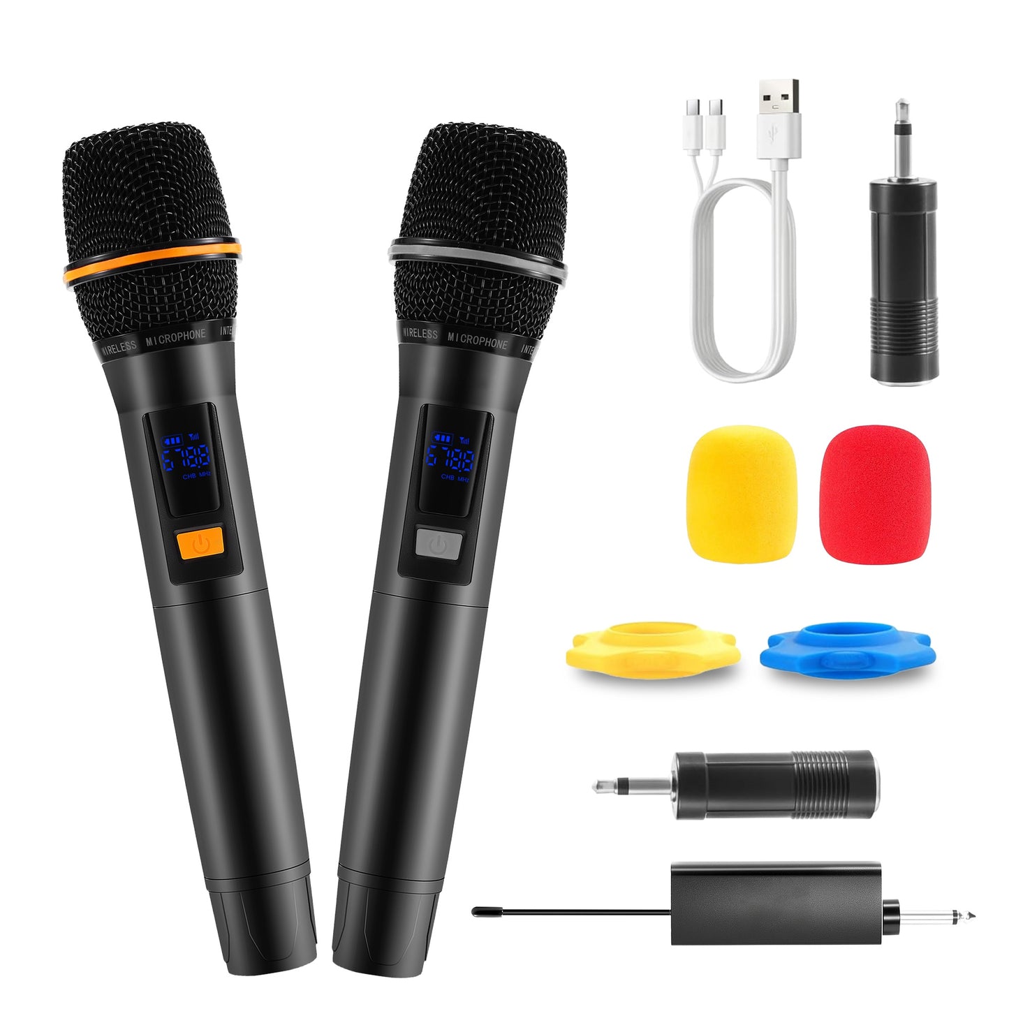 UHF Wireless Microphone System with 262ft Range & Rechargeable Mics