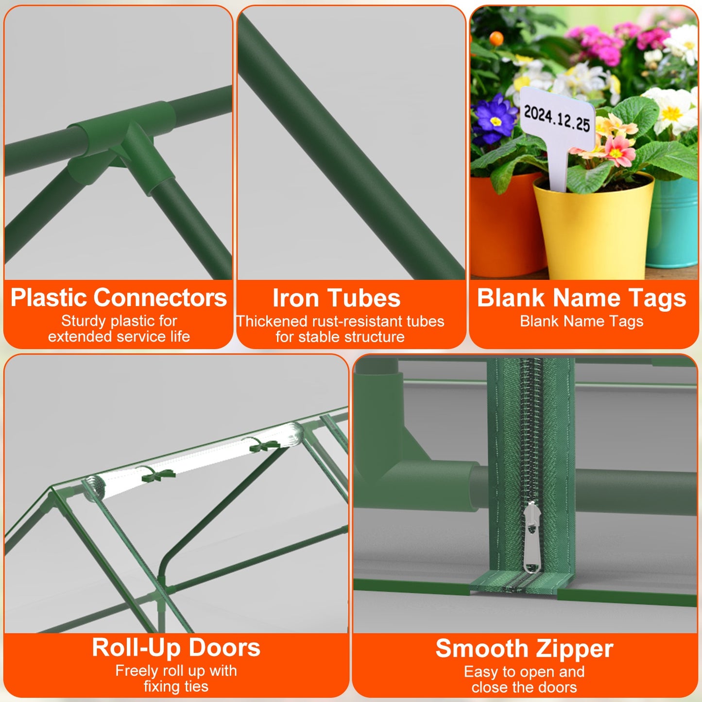 Portable Mini Greenhouse with Roll-Up Zipper Doors 71"L