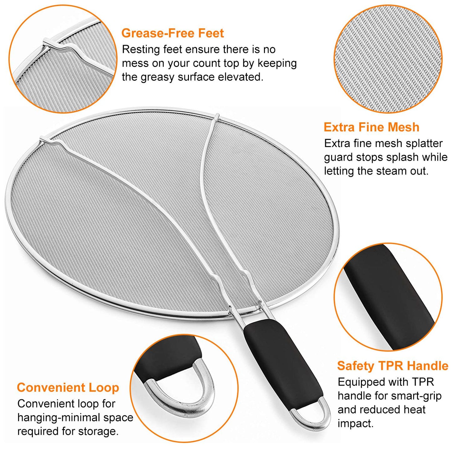 13 Inch Grease Splatter Screen with Resting Feet