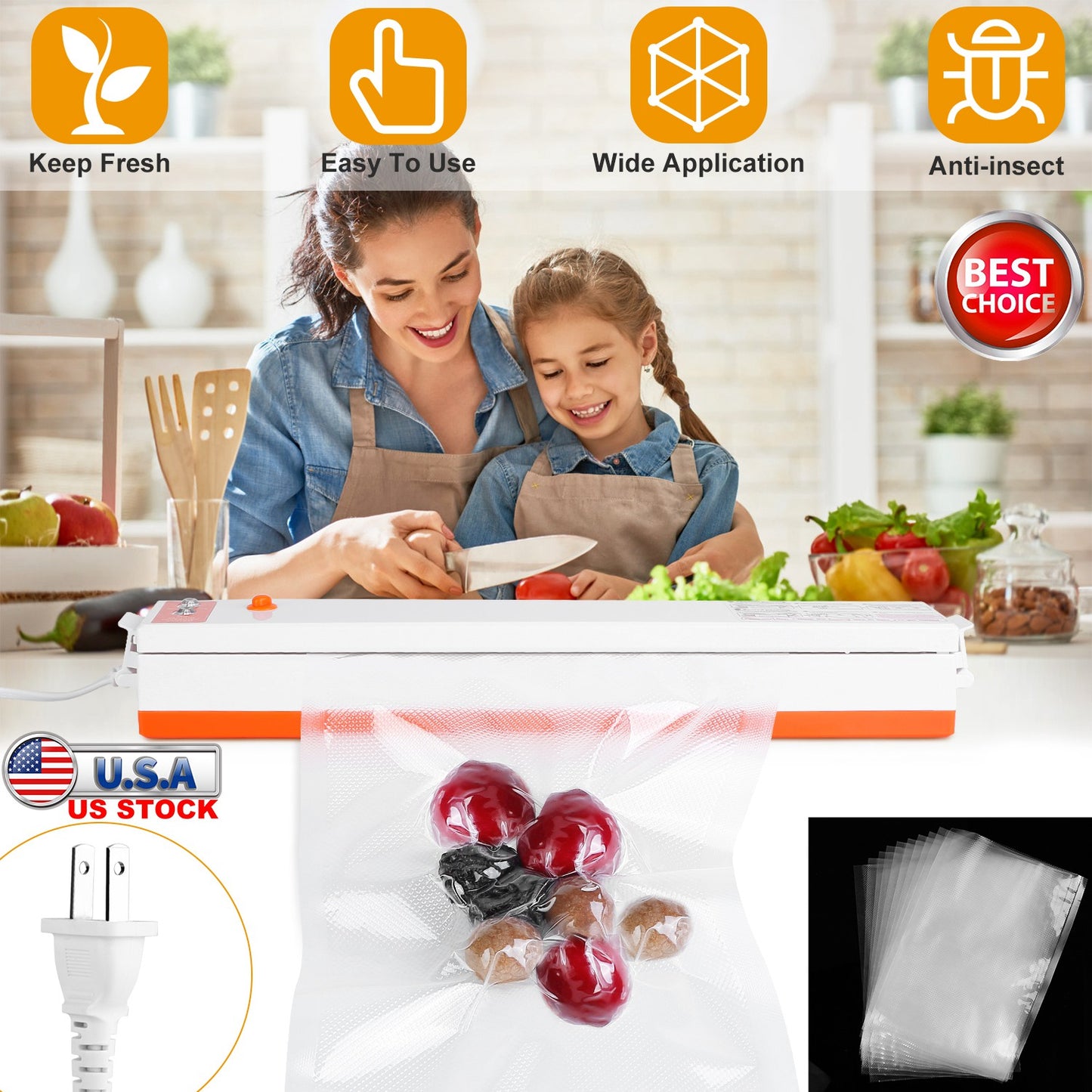 Electric Vacuum Sealer Machine for Food Preservation