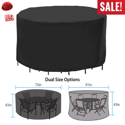 Round Patio Furniture Cover 73x43in - UV & Water Resistant
