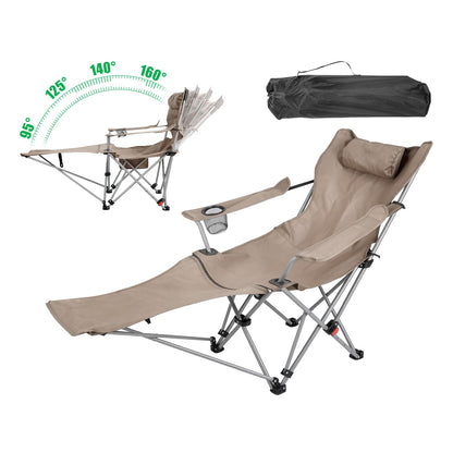 Reclining Camping Chair with Footrest - 4-Position Adjustable