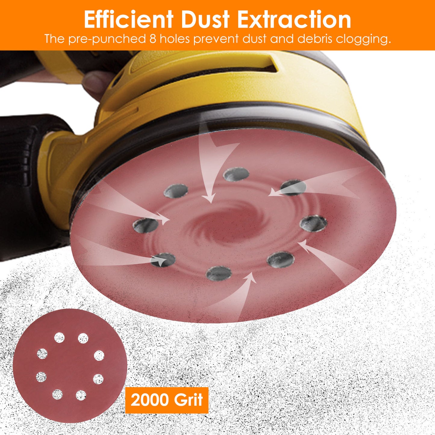 5 Inch Sanding Discs 2000 Grit - 120 Pack with 8 Holes