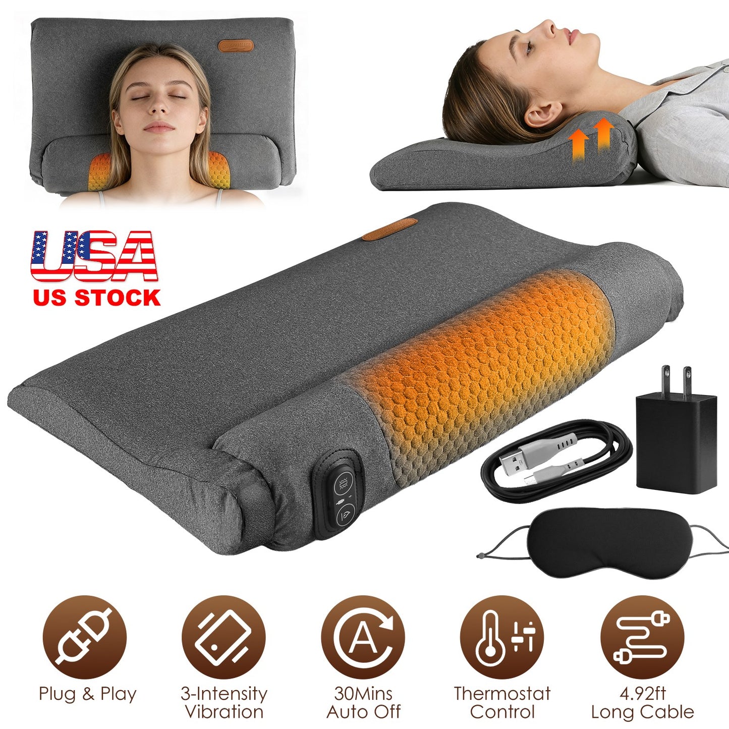 Neck Massager Pillow with Heat & Vibration Memory Foam