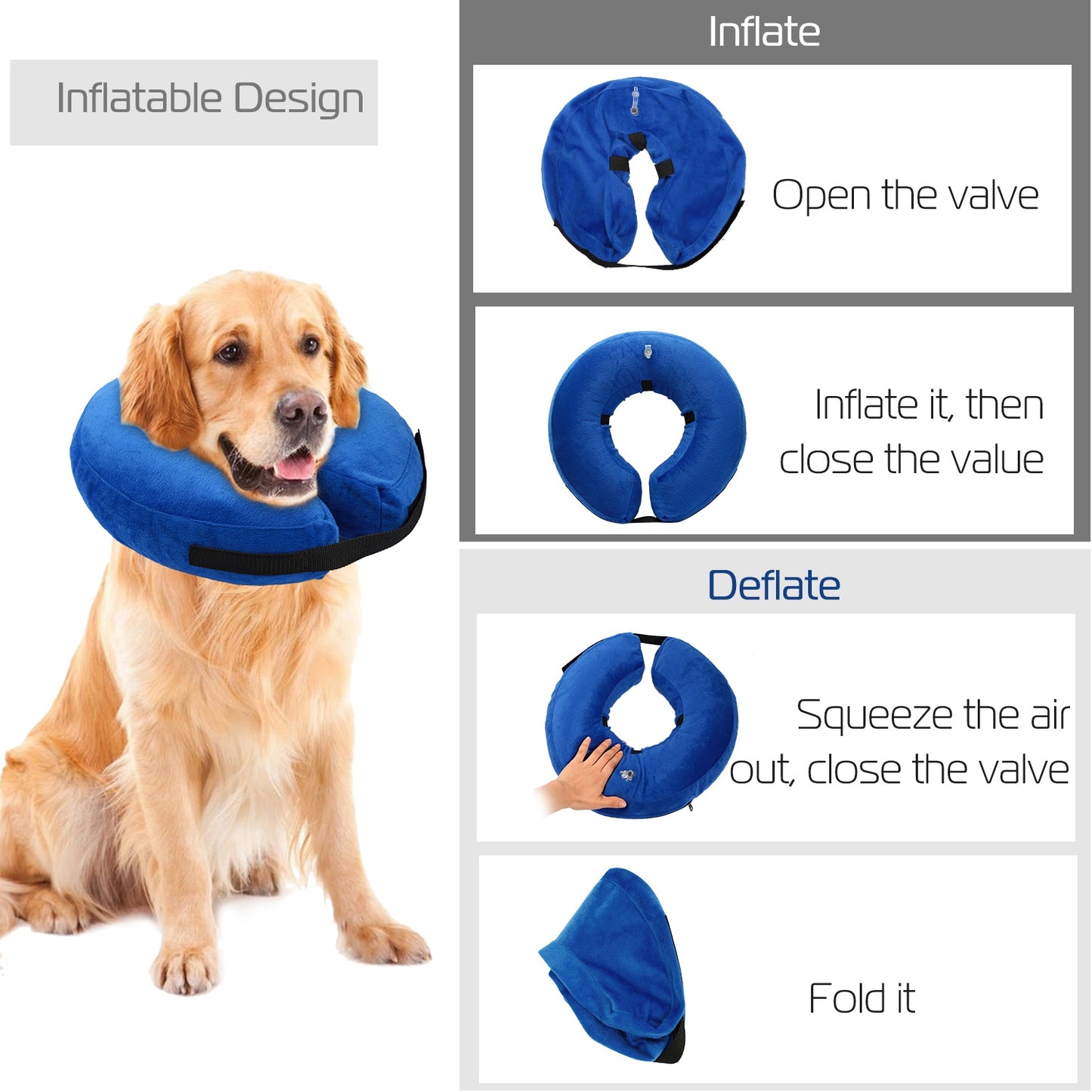 Inflatable Dog Recovery Collar – Soft, Adjustable E-Collar