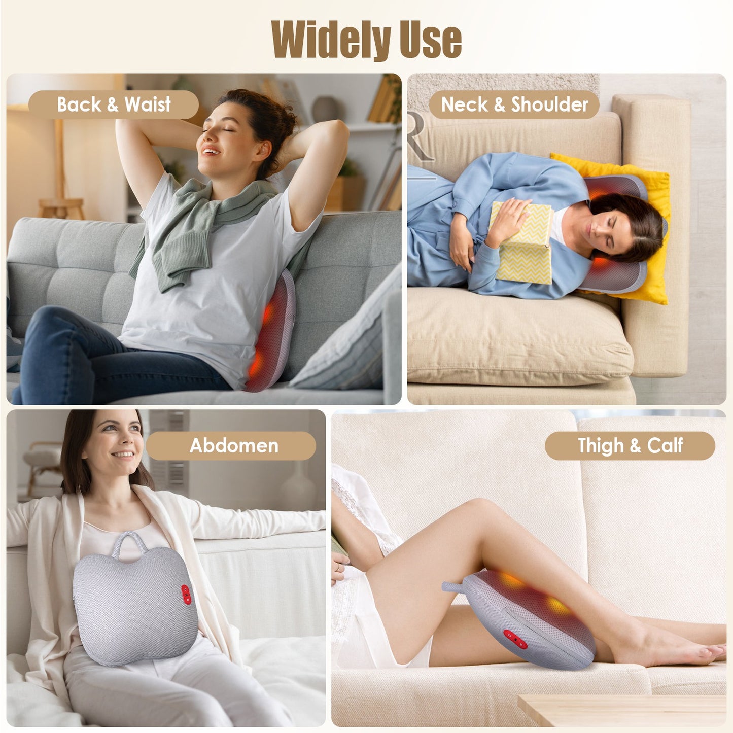 Cordless Shiatsu Back Massager with Heat & Kneading Nodes