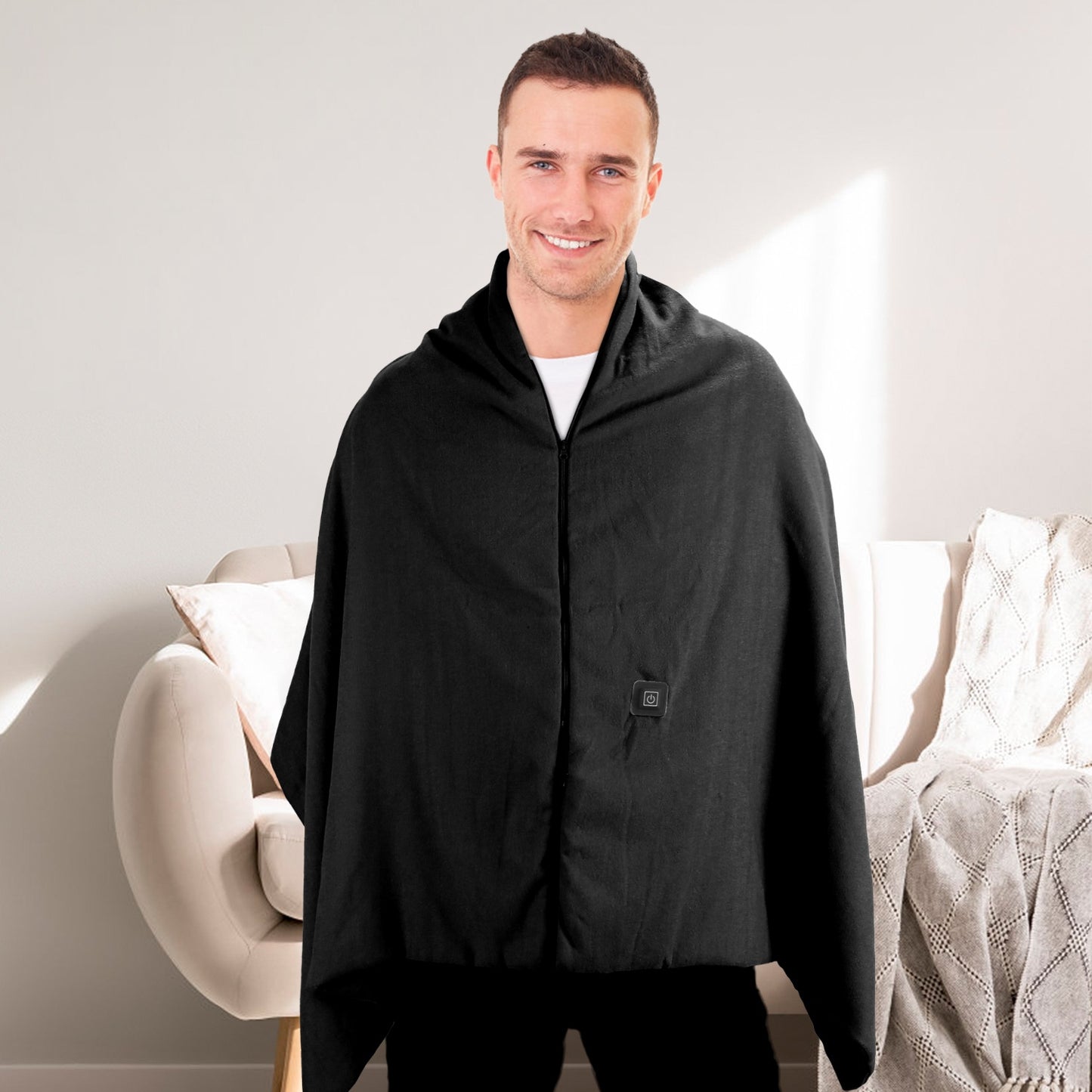 USB Heated Shawl with 3 Heat Levels and Zipper