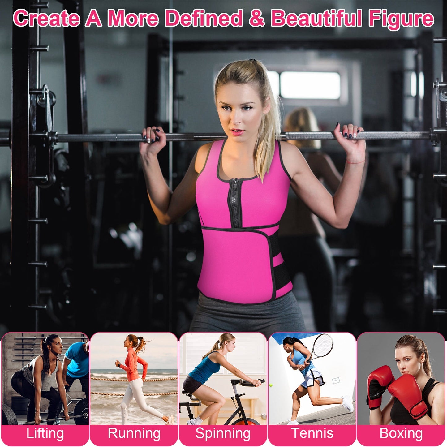 Waist Trainer Vest for Women with Zipper Closure