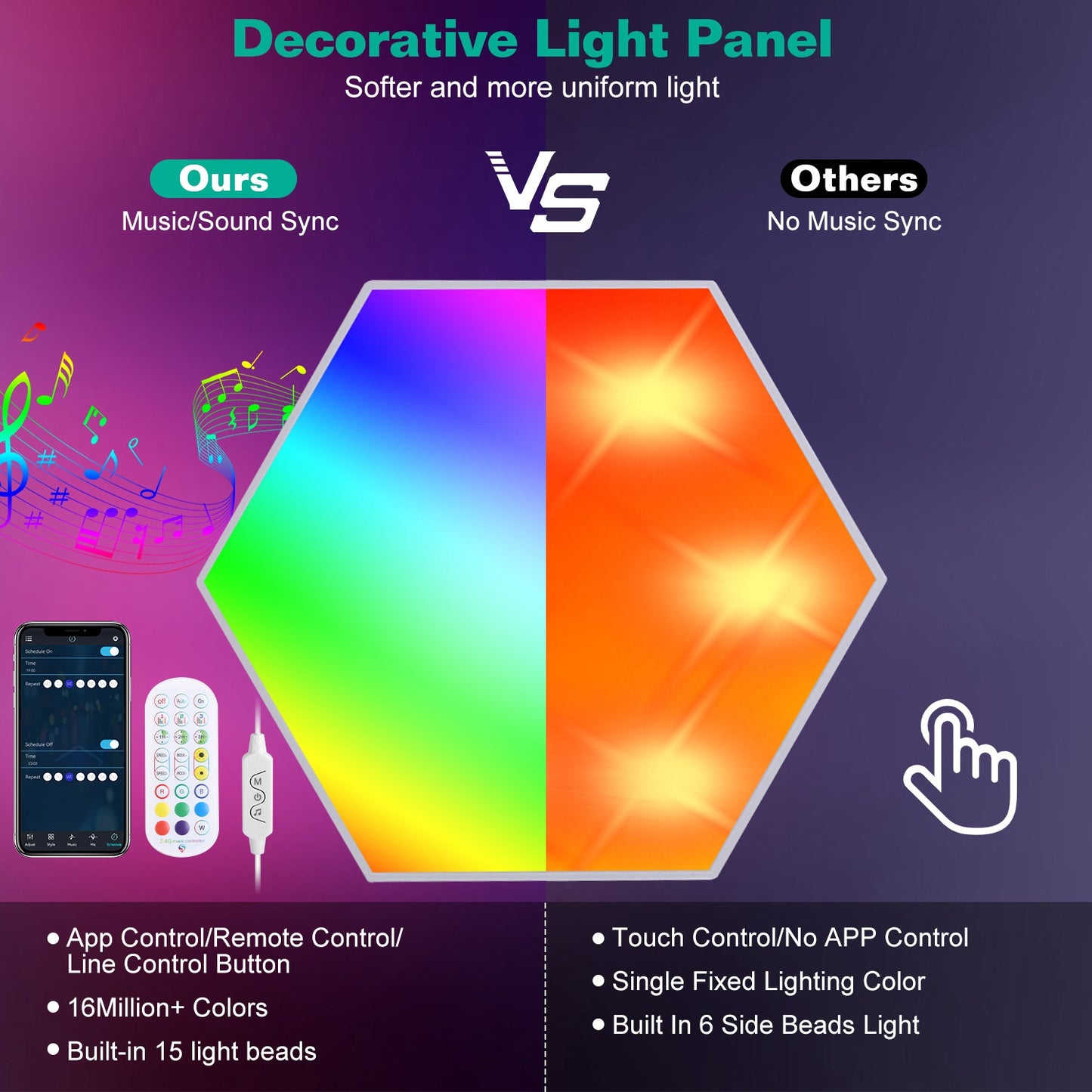 Hexagon Light Panels 8-Pack RGBW Smart LED Wall Lights