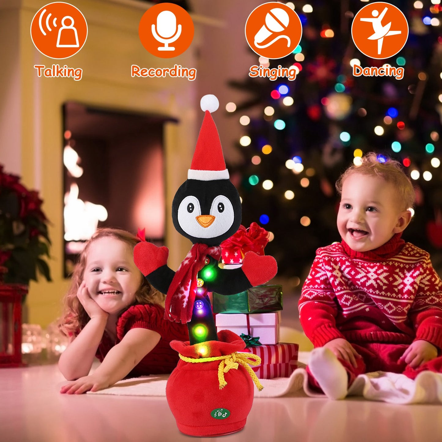 Dancing Christmas Plush Toy with Music, Lights & Recording