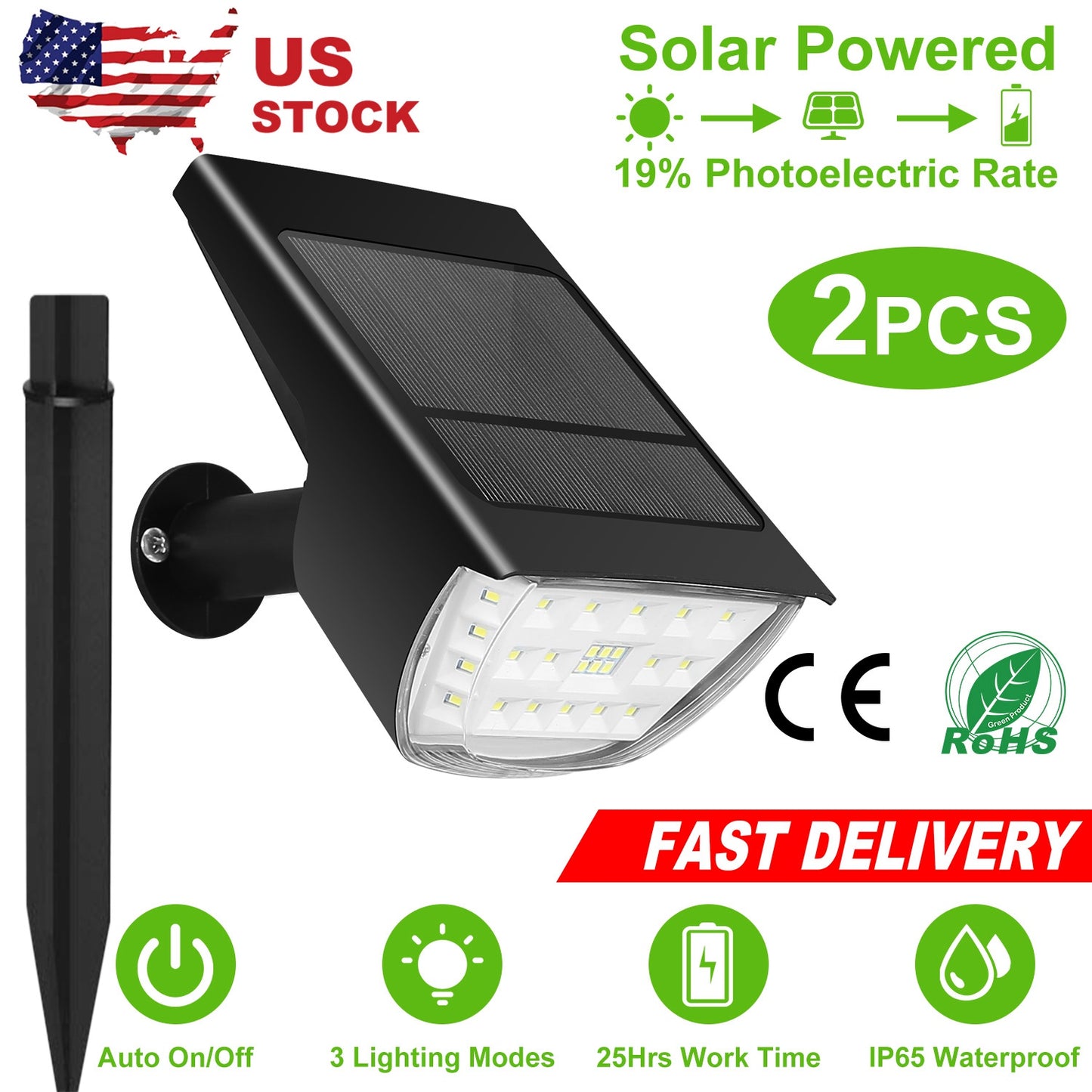 Solar Landscape Spotlight 32 LED Waterproof with 3 Modes