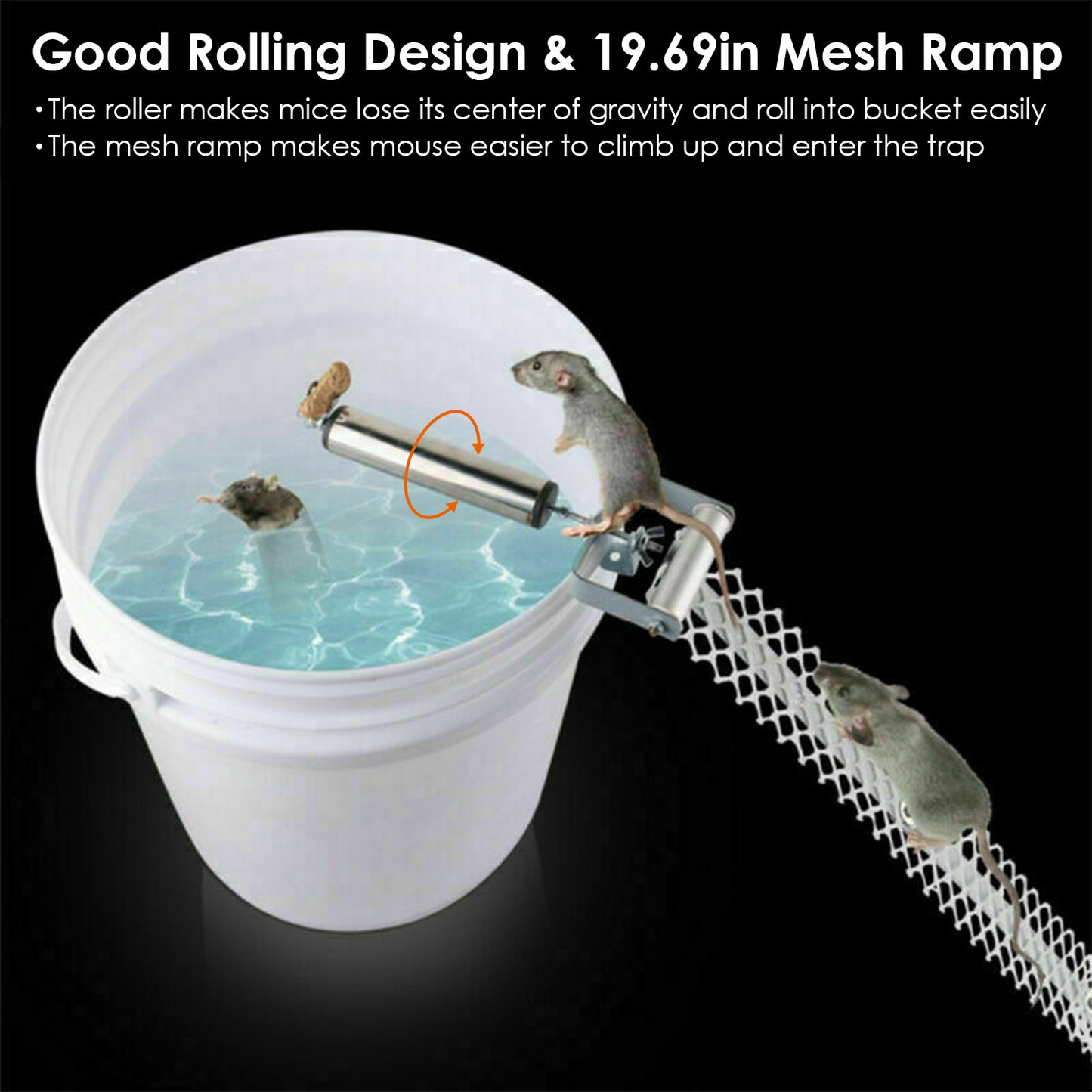 Rolling Mouse Trap with 19.69" Ramp for Multiple Rodents