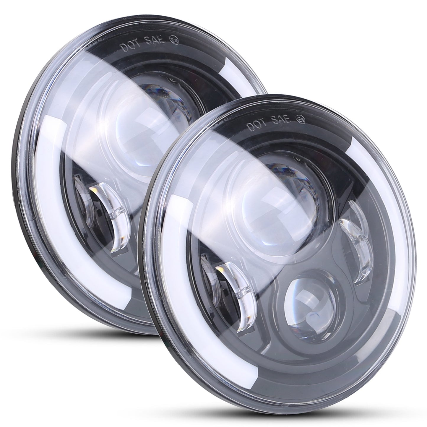7 Inch Round LED Headlight with Halo DRL & Turn Signal