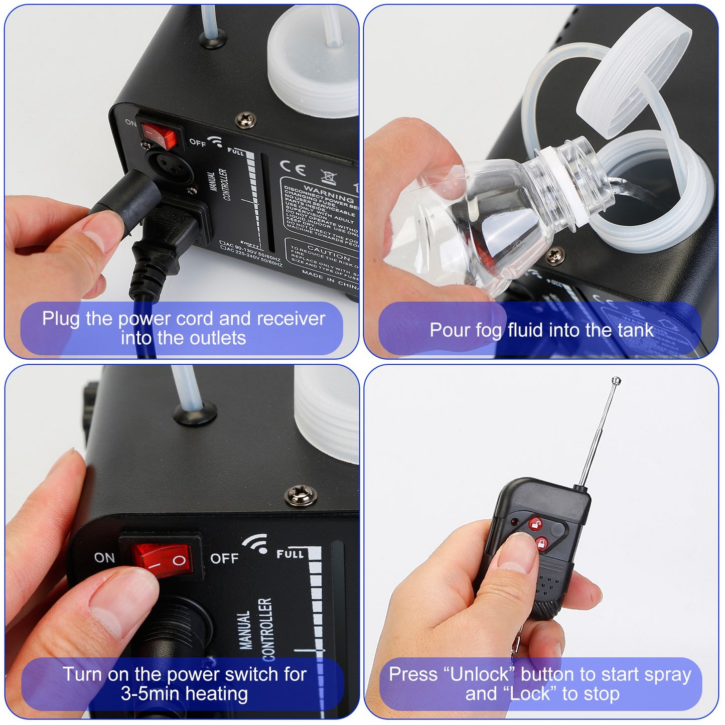 400W Fog Machine with RGB LED Lights and Remote Control