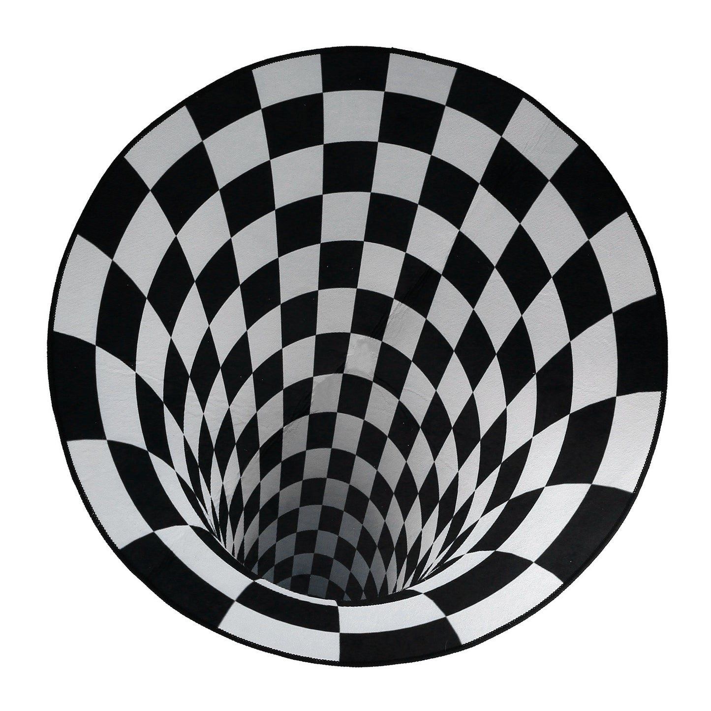 3D Illusion Round Area Rug - Black & White Checkered Design
