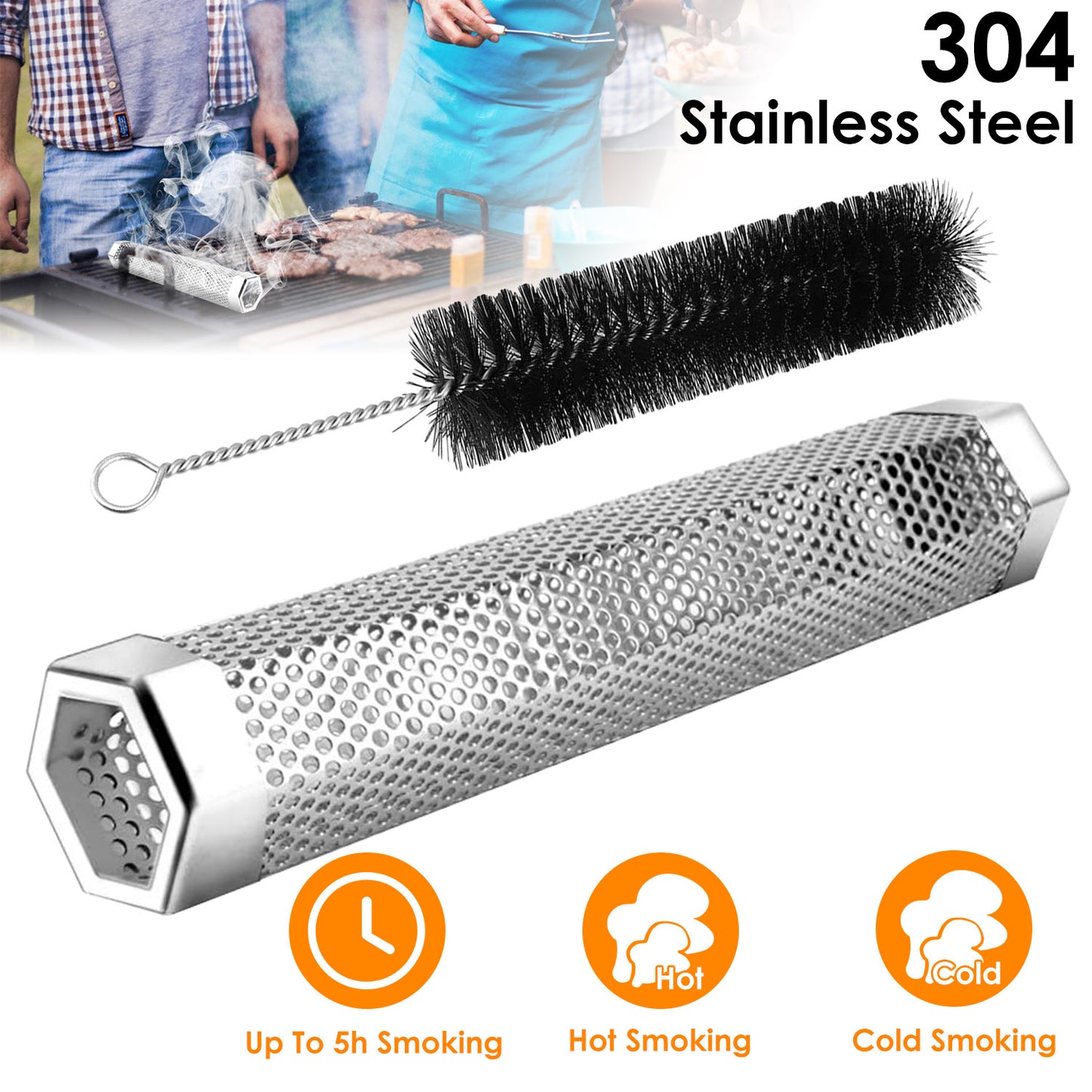 Pellet Smoker Tube 12 Inch Hexagonal Stainless Steel