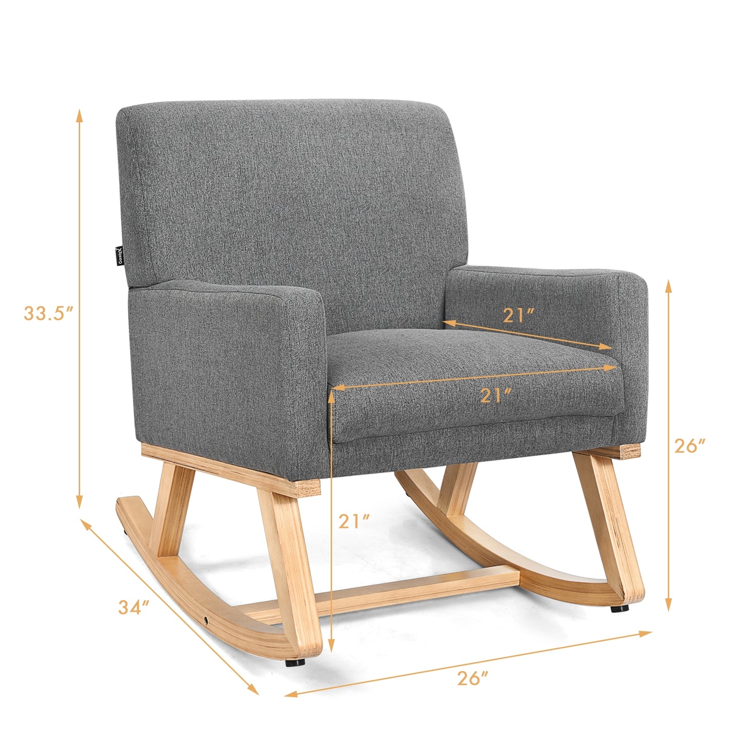 Upholstered Rocking Chair with Solid Wood Base