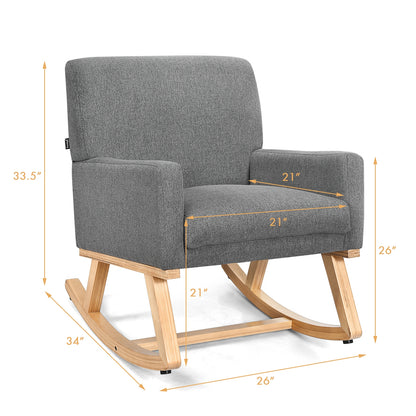 Upholstered Rocking Chair with Solid Wood Base