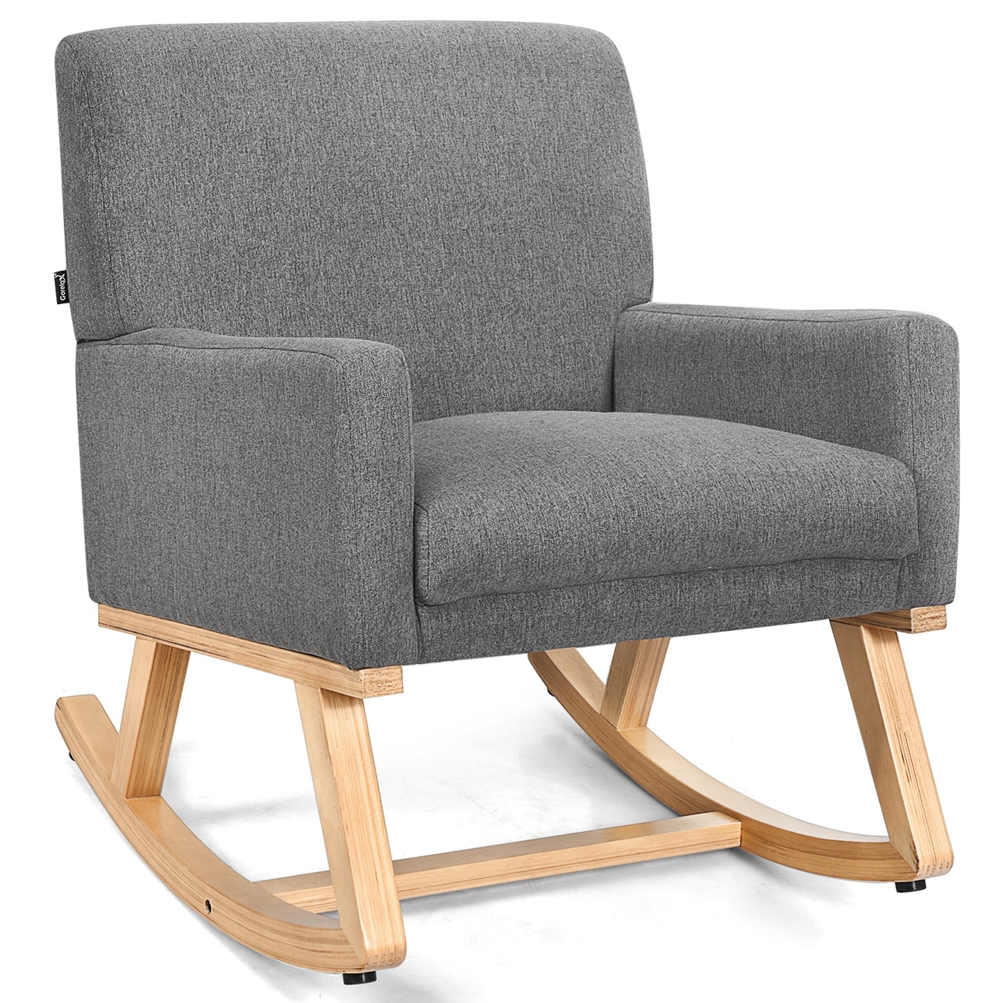 Upholstered Rocking Chair with Solid Wood Base