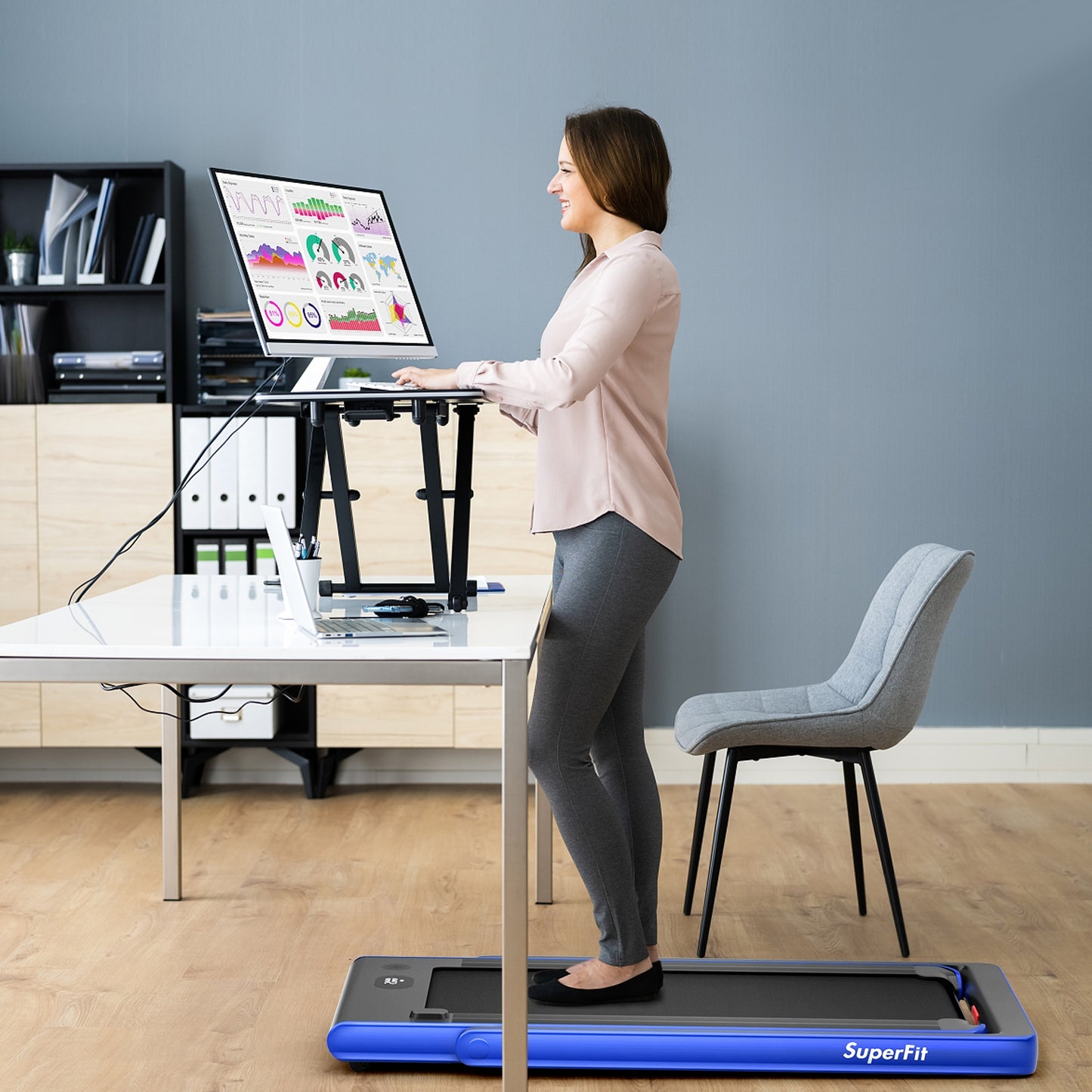 2-in-1 Folding Treadmill with Dual Display and Remote Control