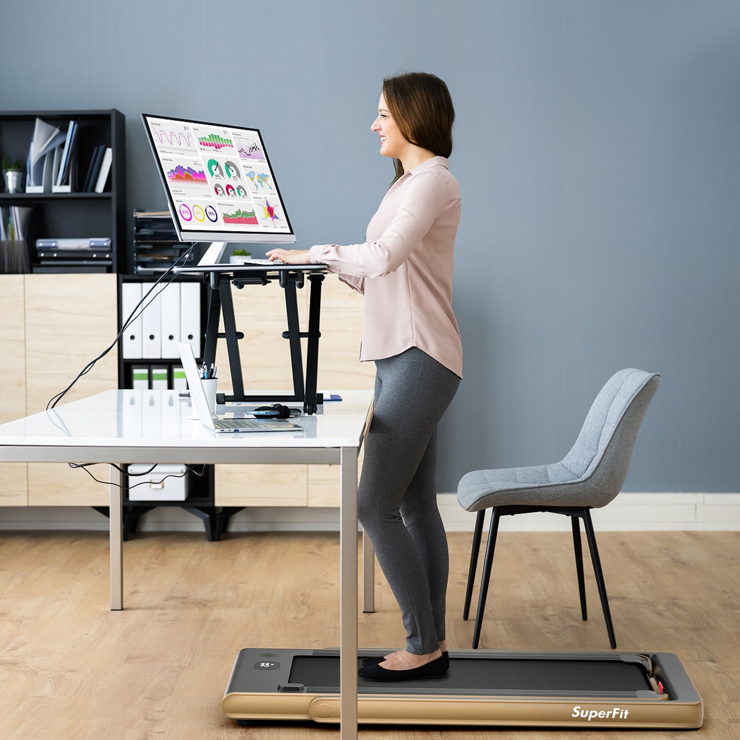 2-in-1 Folding Treadmill with Dual Display and Remote Control