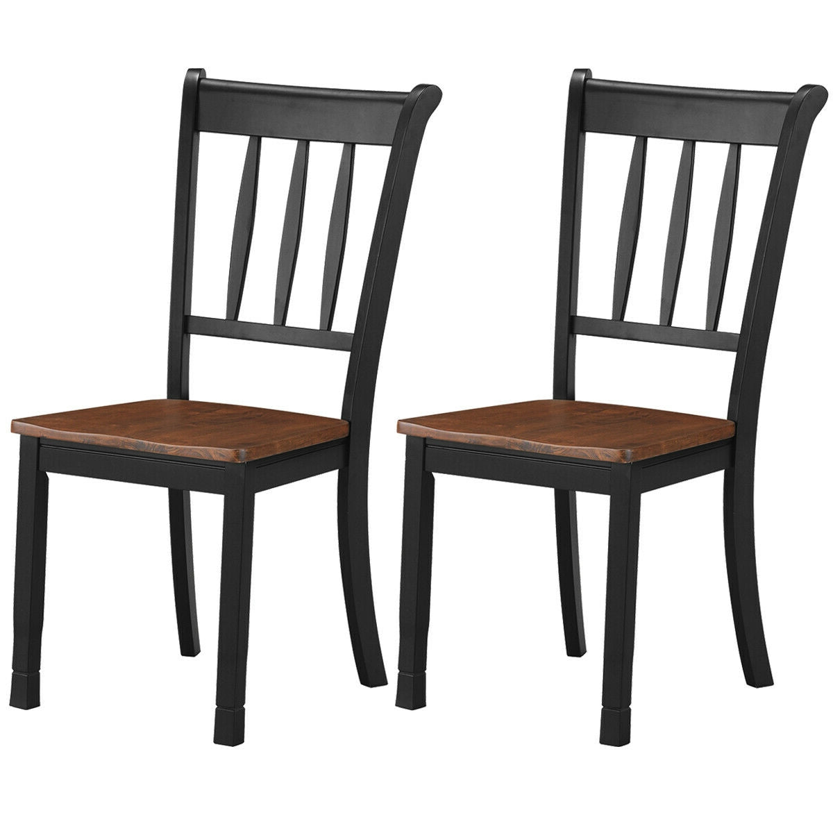 Spindle Back Wood Dining Chairs - Set of 2