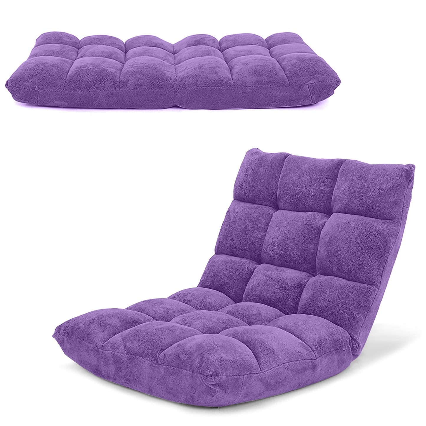 14-Position Adjustable Floor Chair with Padded Cushion