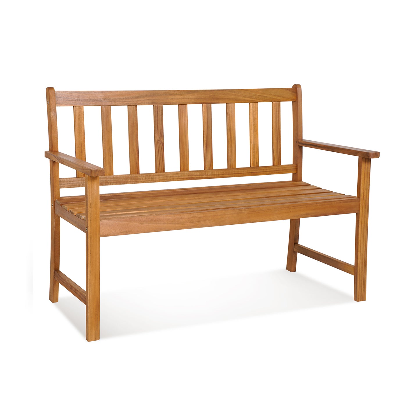 Acacia Wood Outdoor Bench with Backrest for 2 People