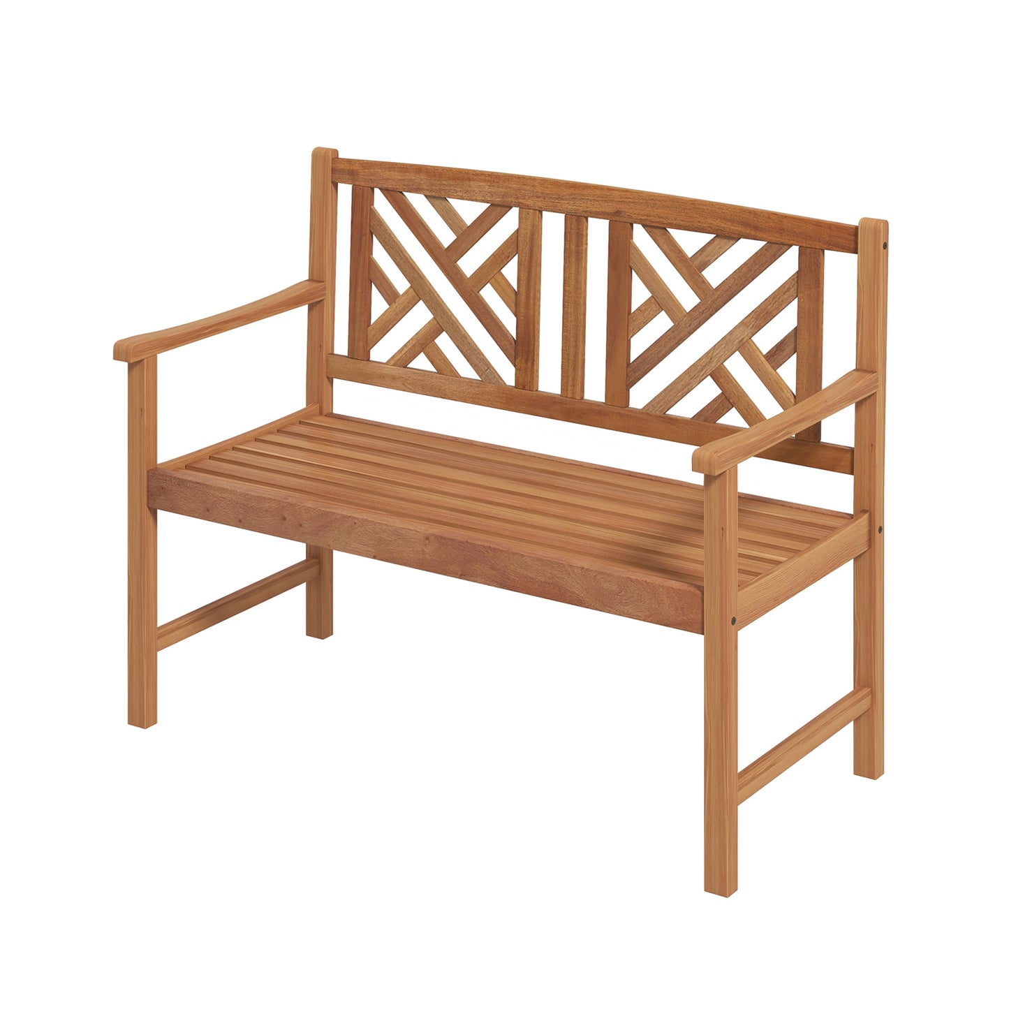 2-Person Acacia Wood Outdoor Bench with Armrests