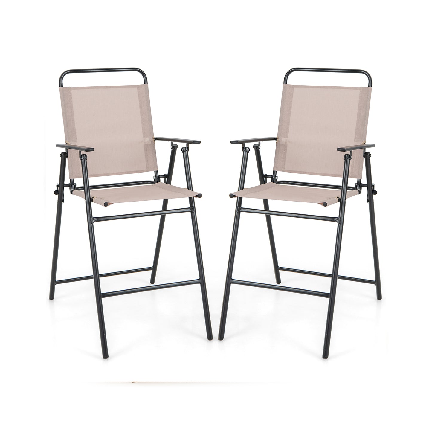 Folding Bar-Height Patio Chairs with Armrests, Set of 2