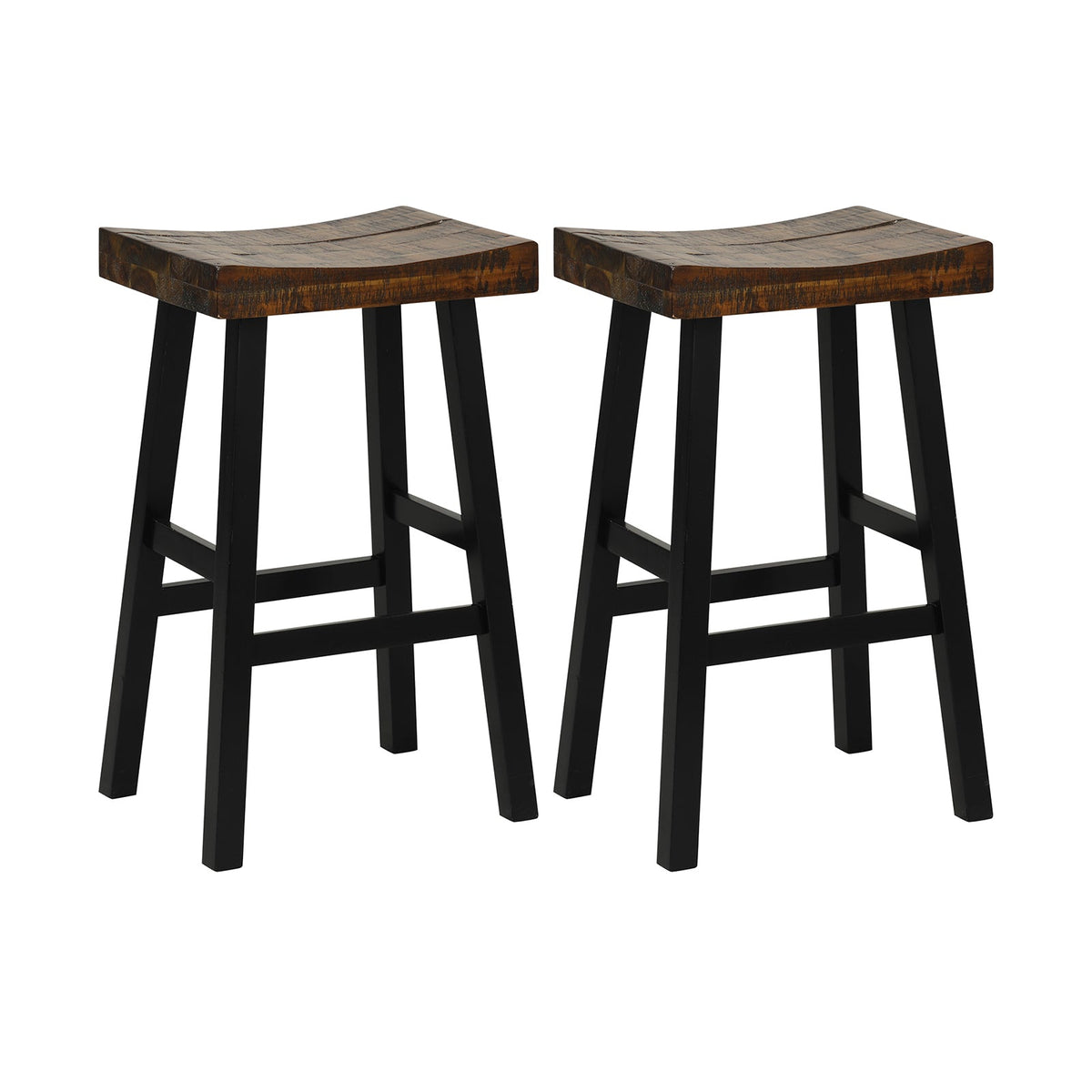 24 Inch Solid Wood Saddle-Seat with Curved Seat Surface and Comfortable Footrests