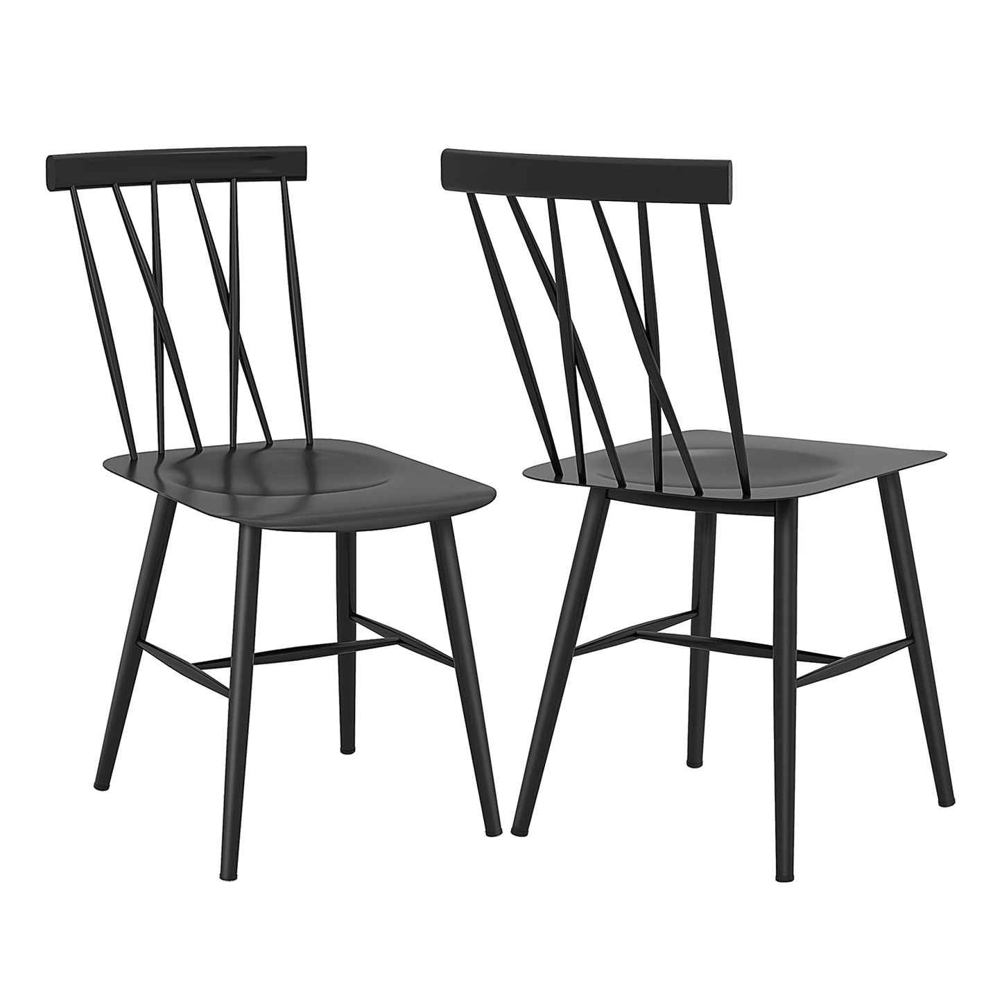 Modern Steel Dining Chairs with Backrest - Set of 2